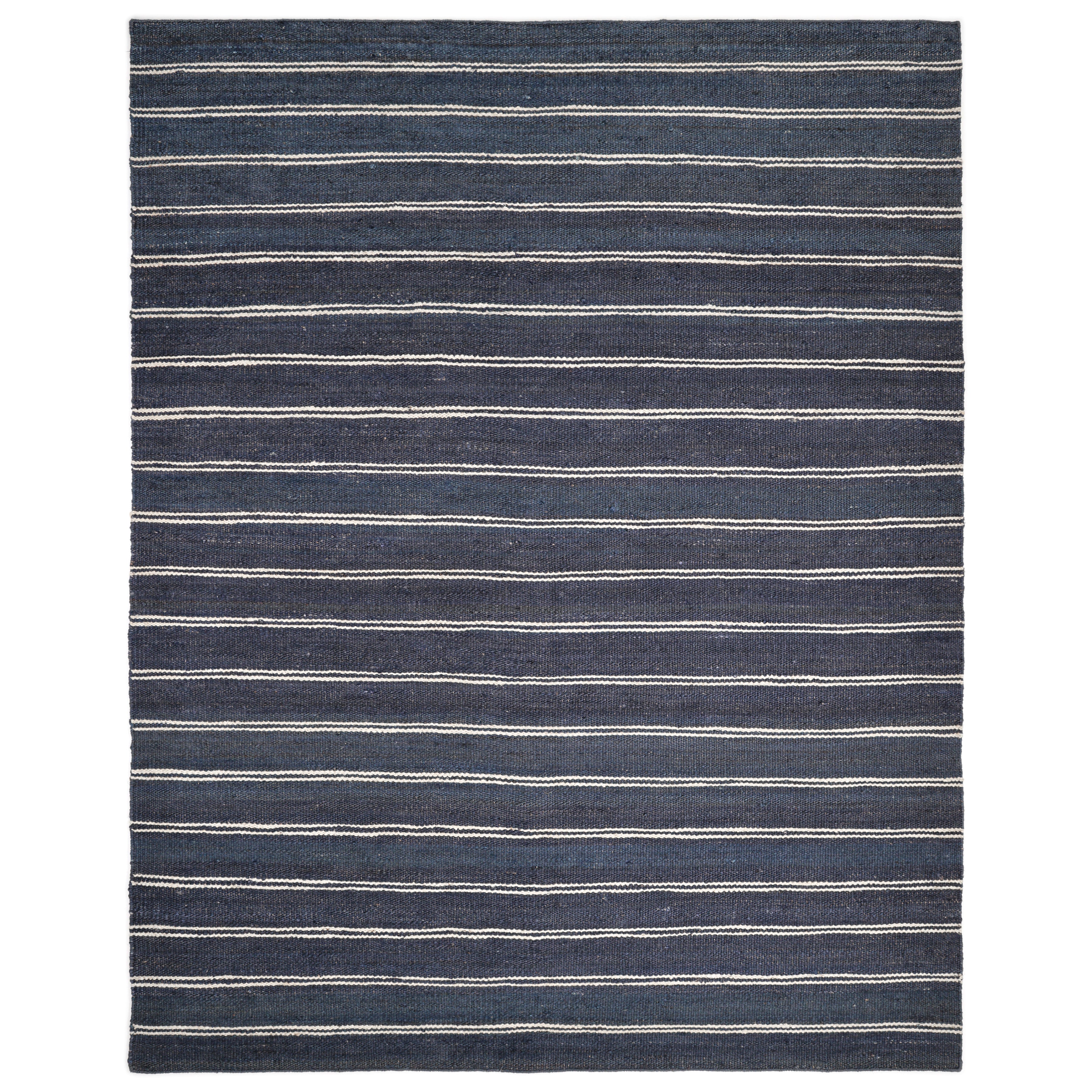 Lilly Handmade Contemporary Striped Blue Area Rug