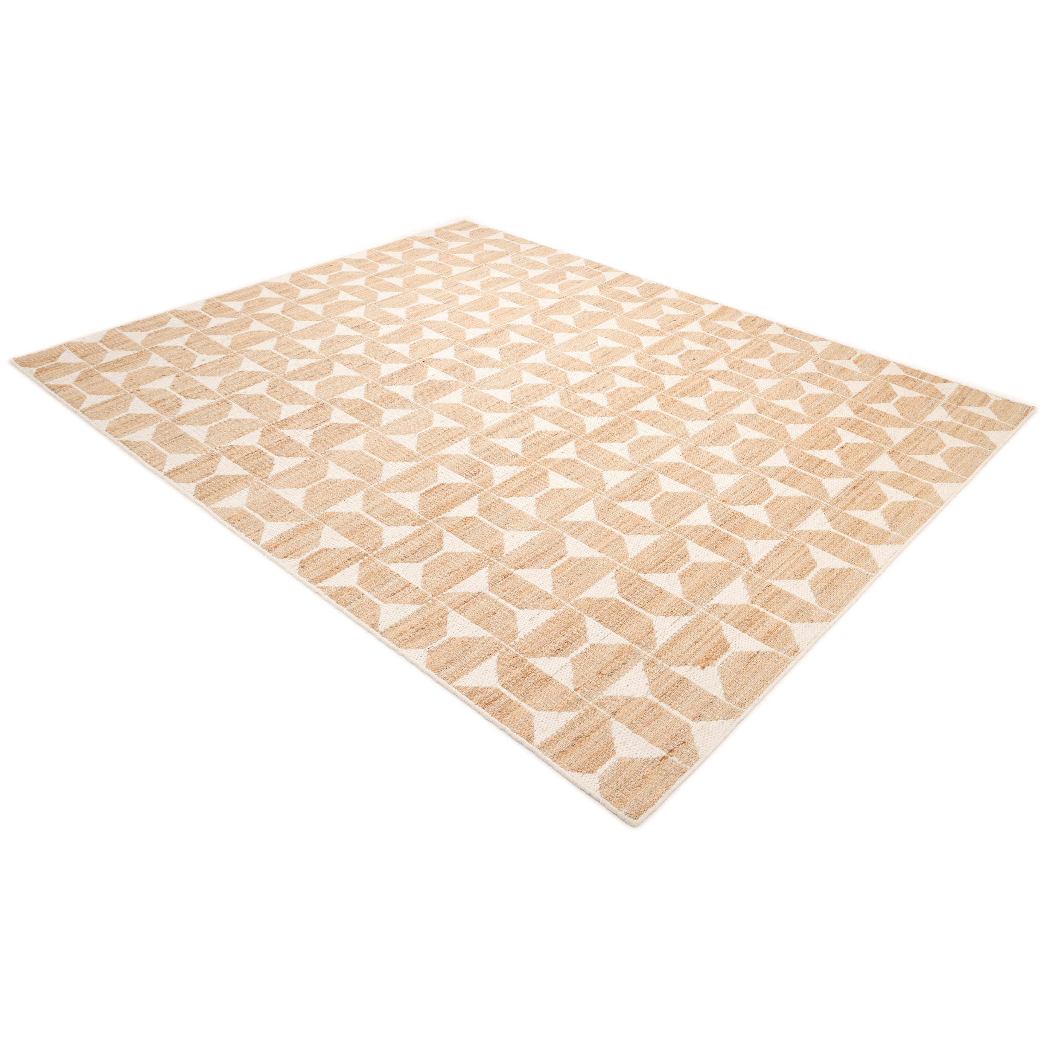 Elle Handmade Contemporary Geometric Ivory Area Rug