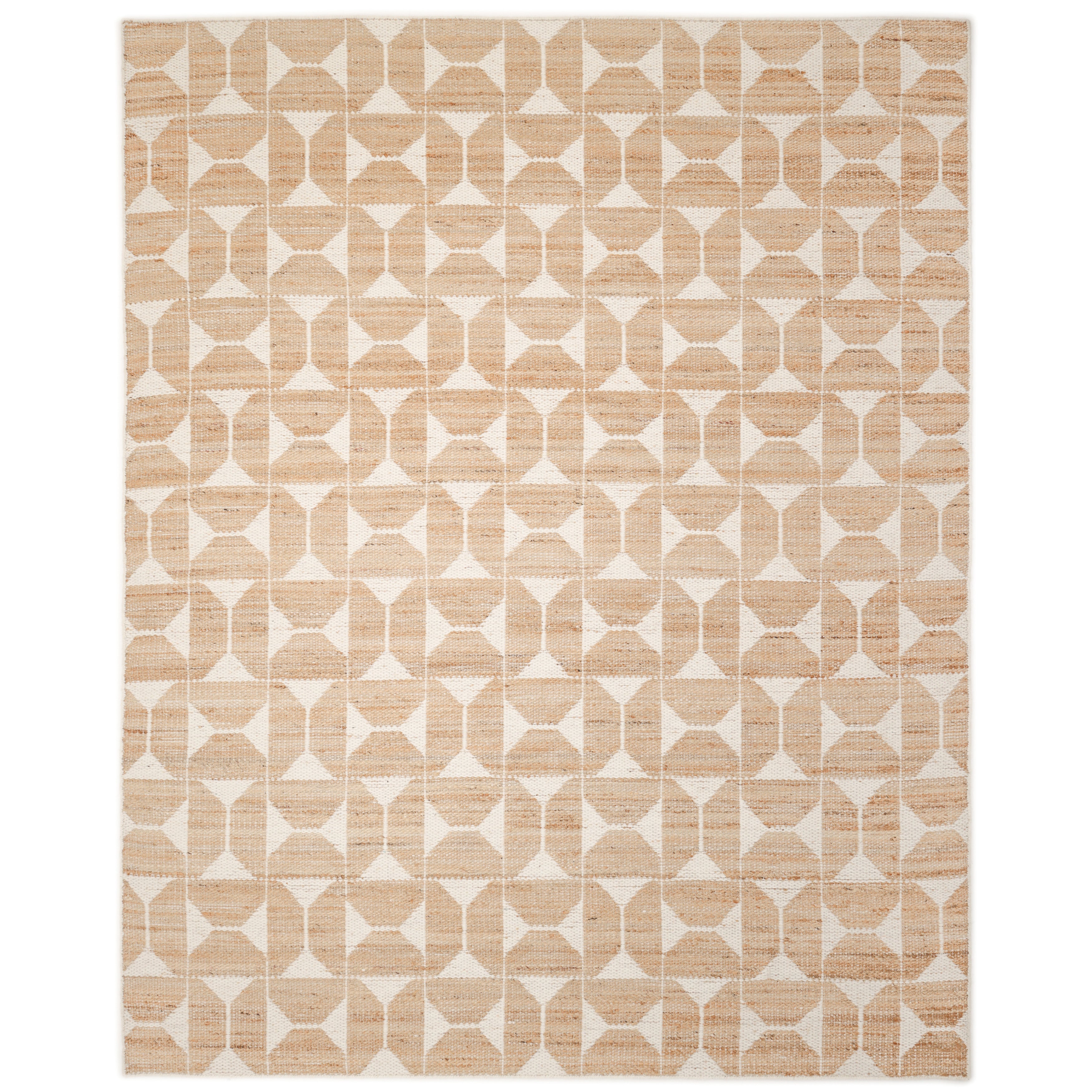 Elle Handmade Contemporary Geometric Ivory Area Rug