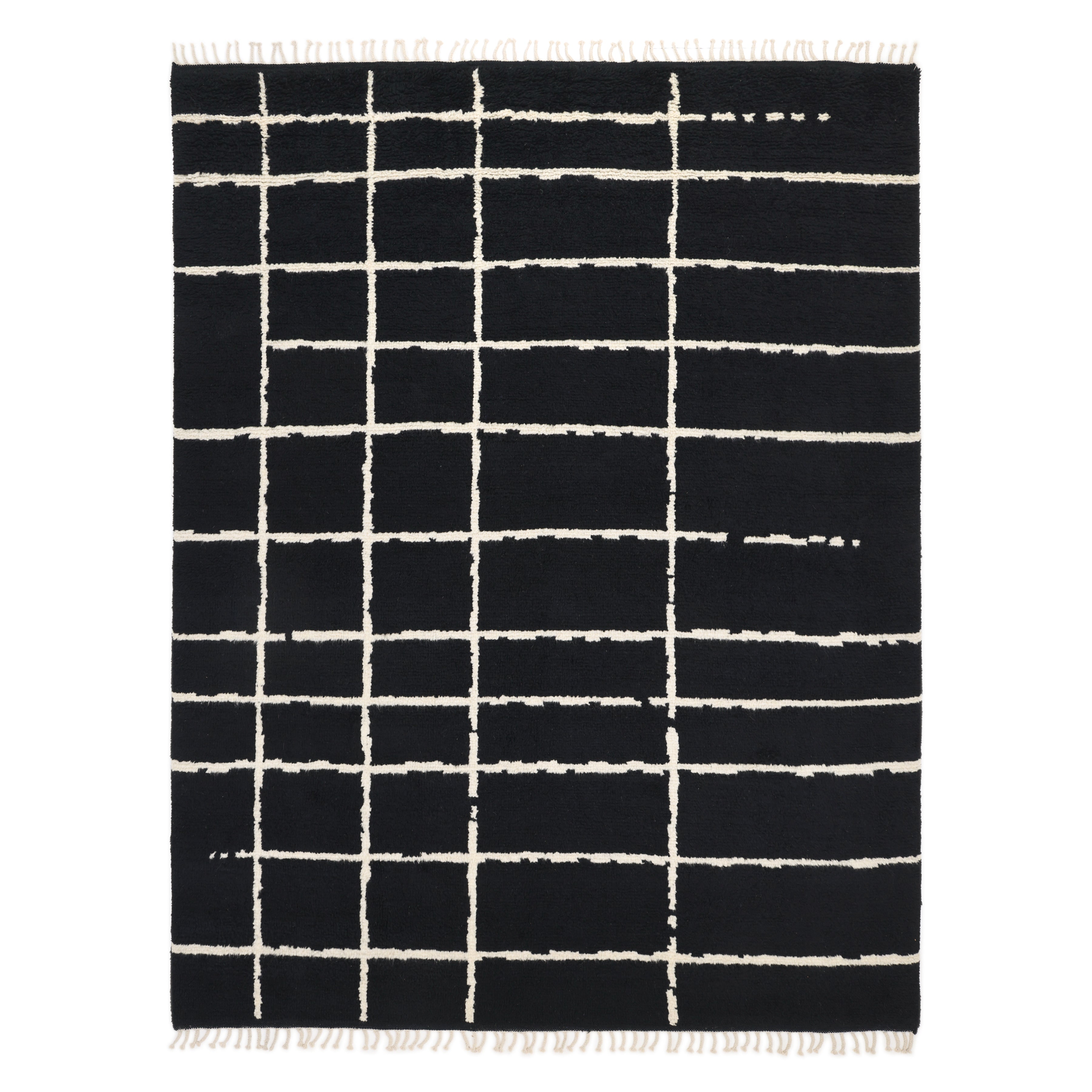 Paris Handmade Bohemian Moroccan Black Area Rug