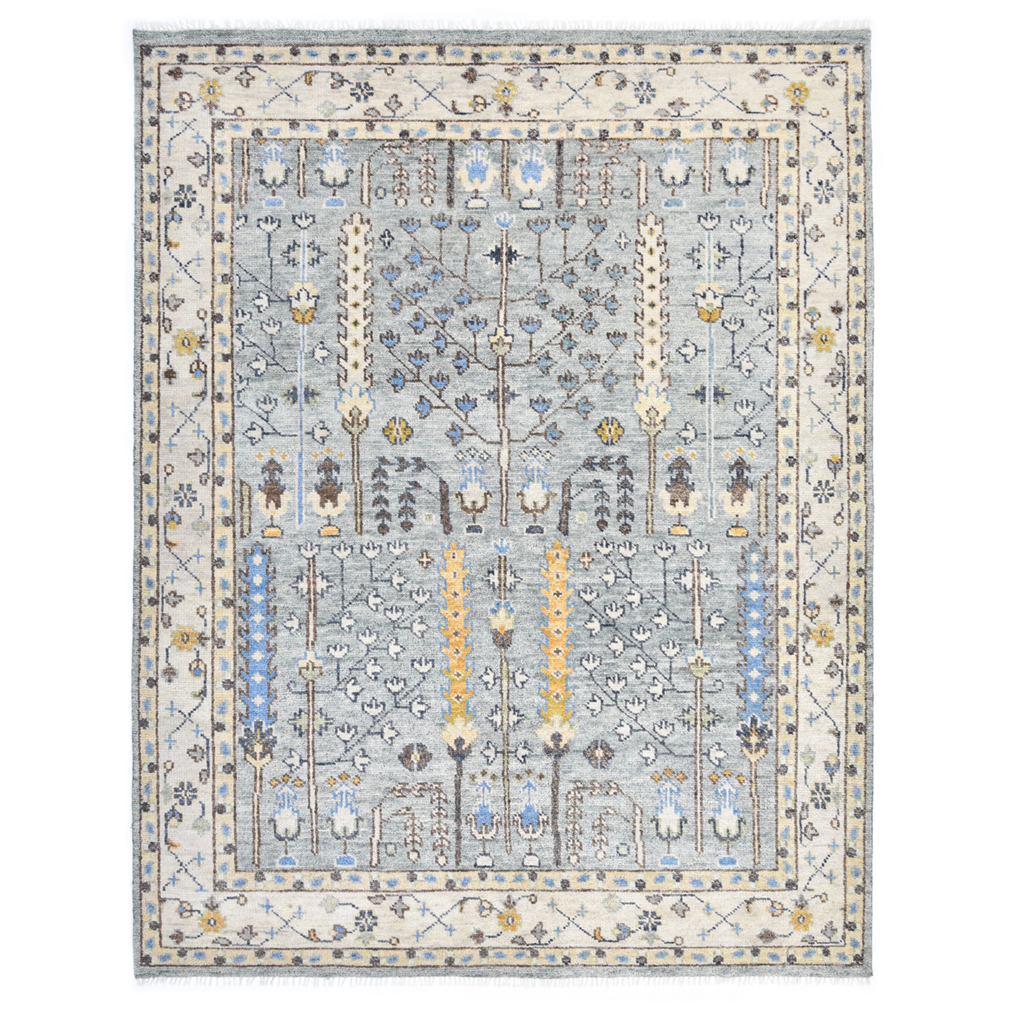 Sydney Handmade Contemporary Floral Light Gray Area Rug