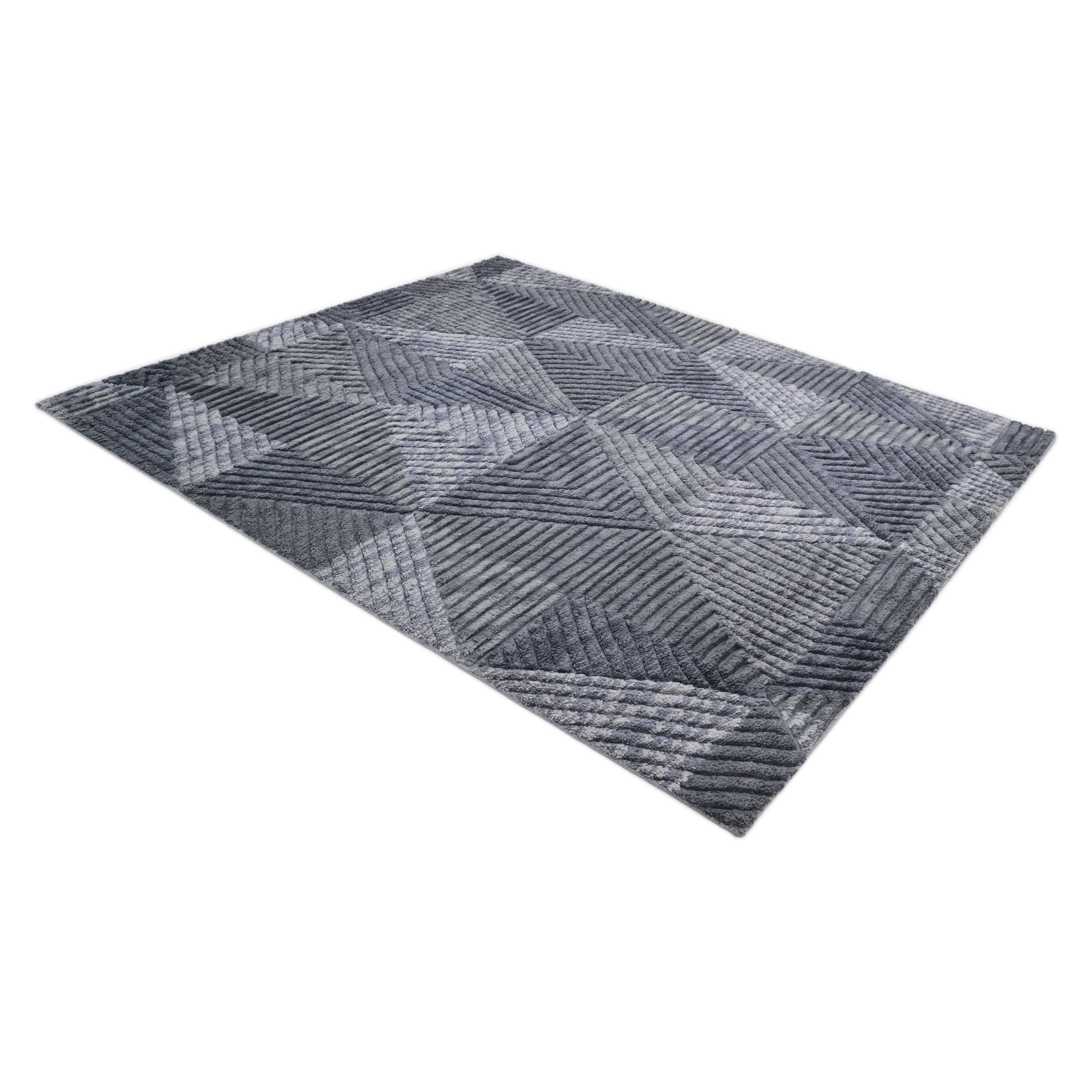 Erie Handmade Contemporary Geometric Gray Area Rug