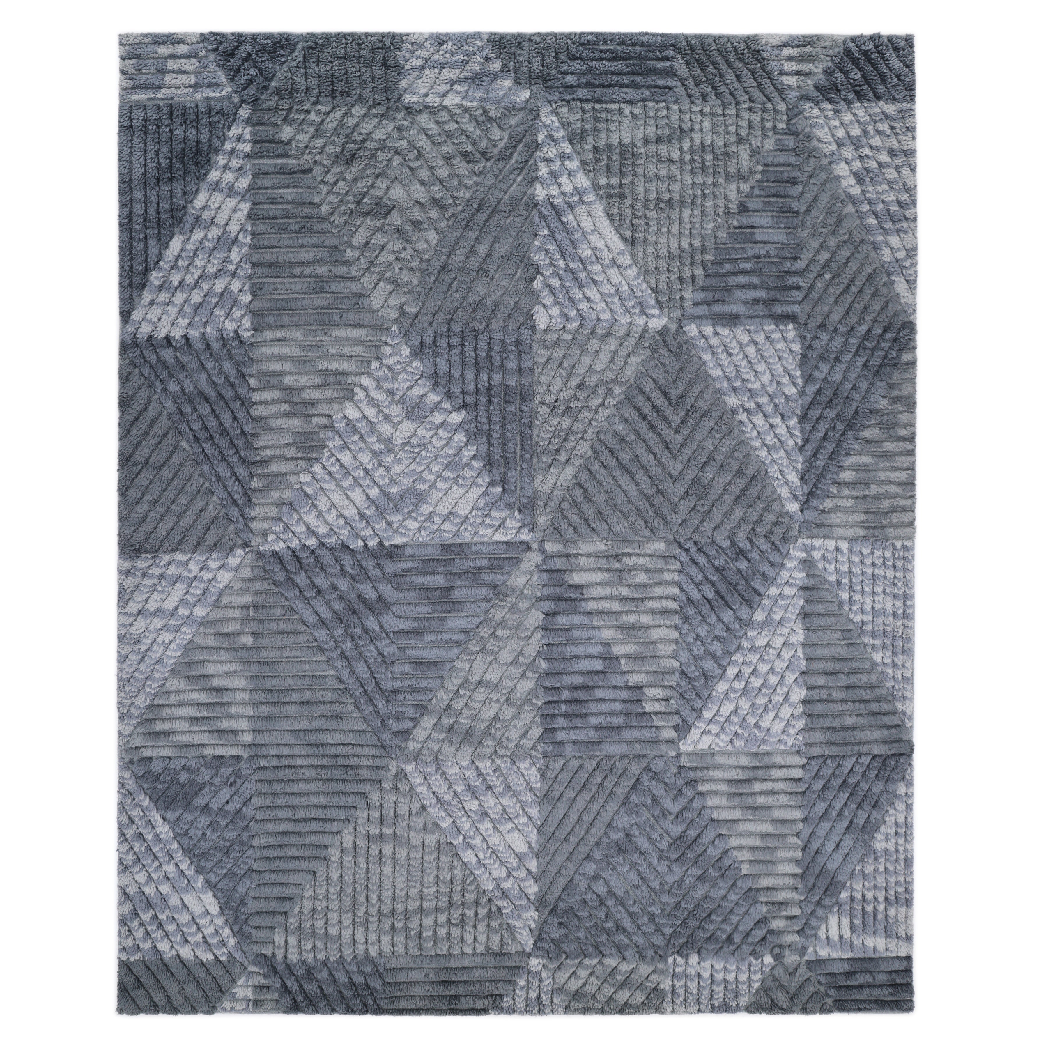 Erie Handmade Contemporary Geometric Gray Area Rug