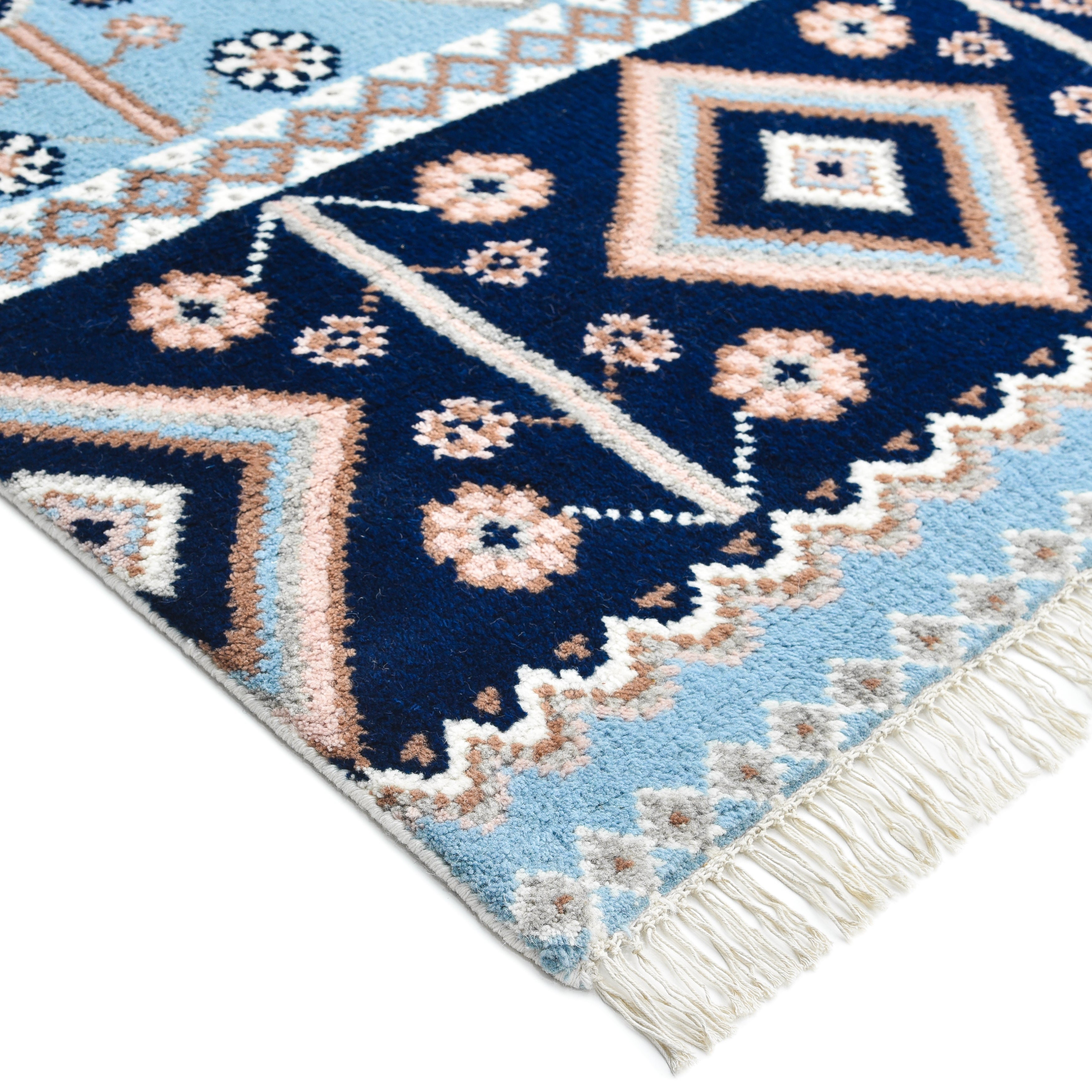 Hudson Handmade Contemporary Floral Blue Area Rug