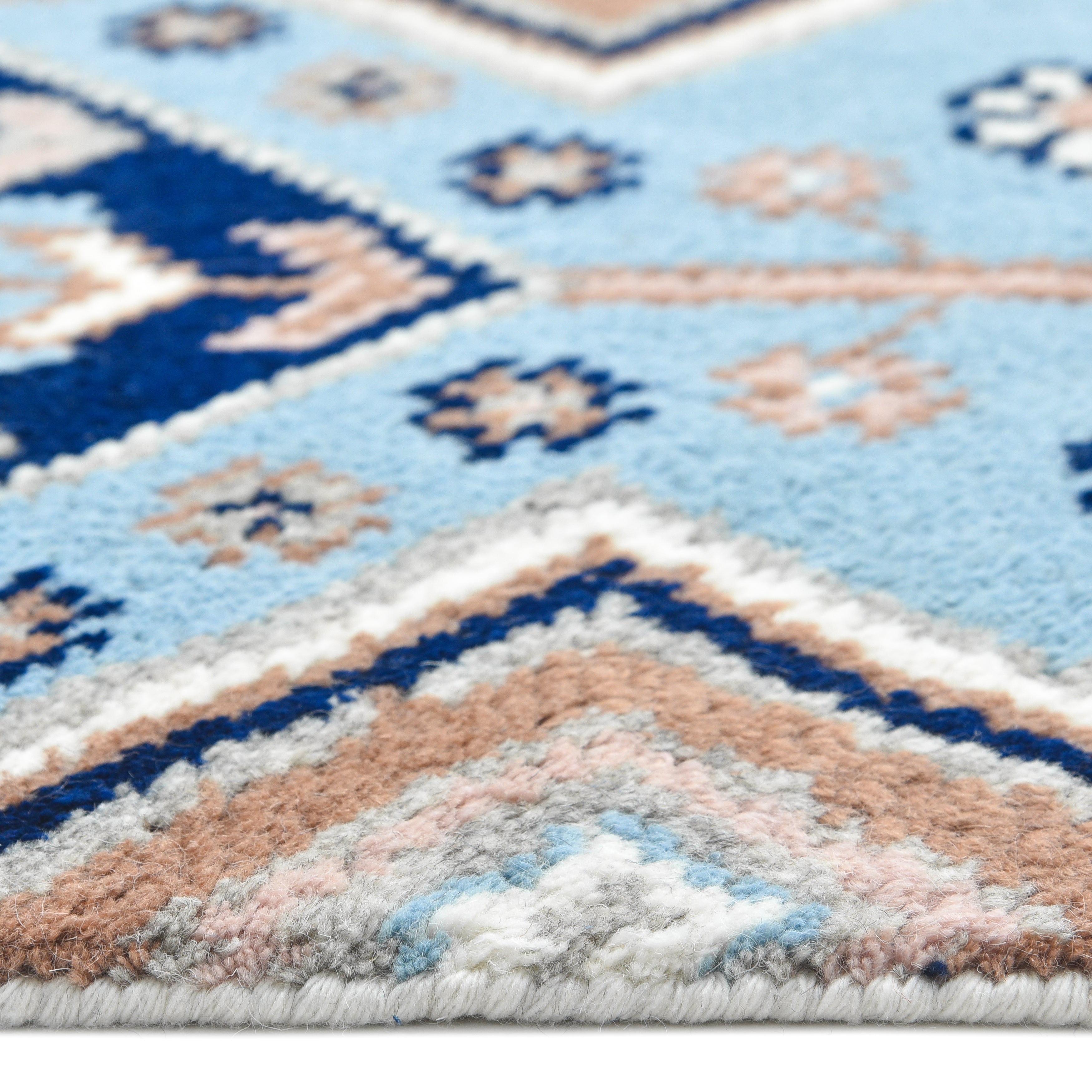 Hudson Handmade Contemporary Floral Blue Area Rug