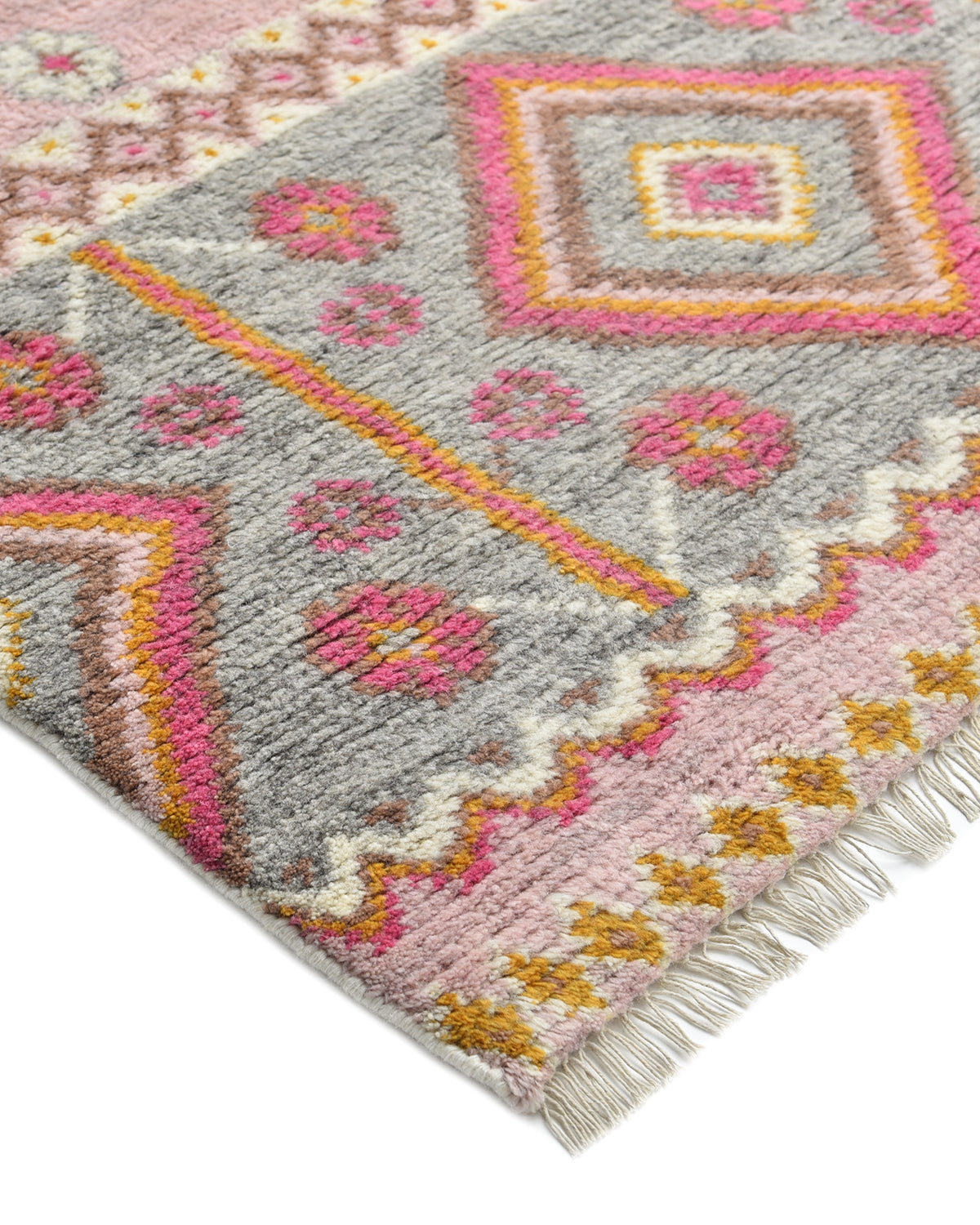 Hudson Handmade Contemporary Floral Pink Area Rug