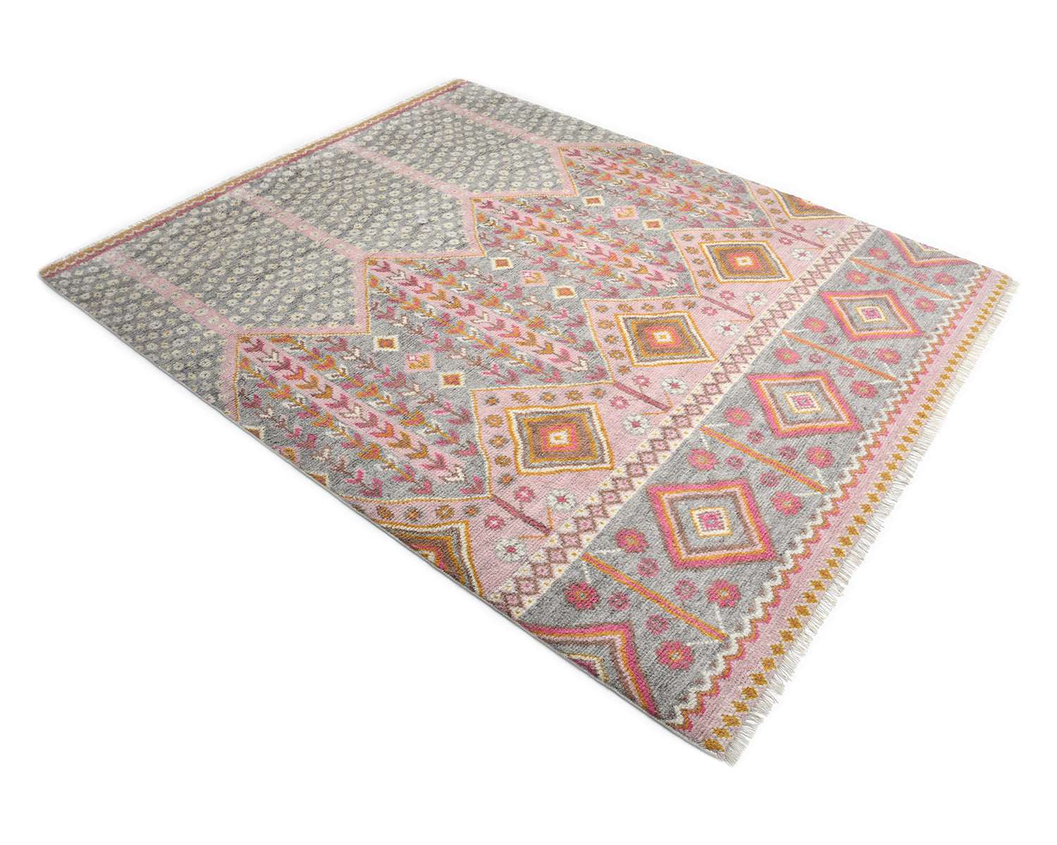 Hudson Handmade Contemporary Floral Pink Area Rug