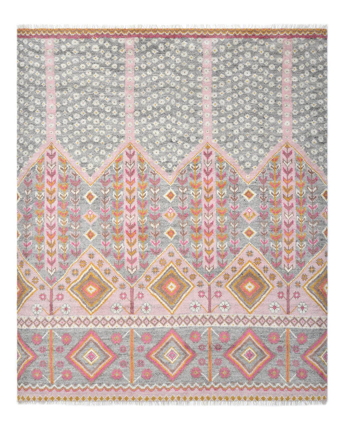 Hudson Handmade Contemporary Floral Pink Area Rug