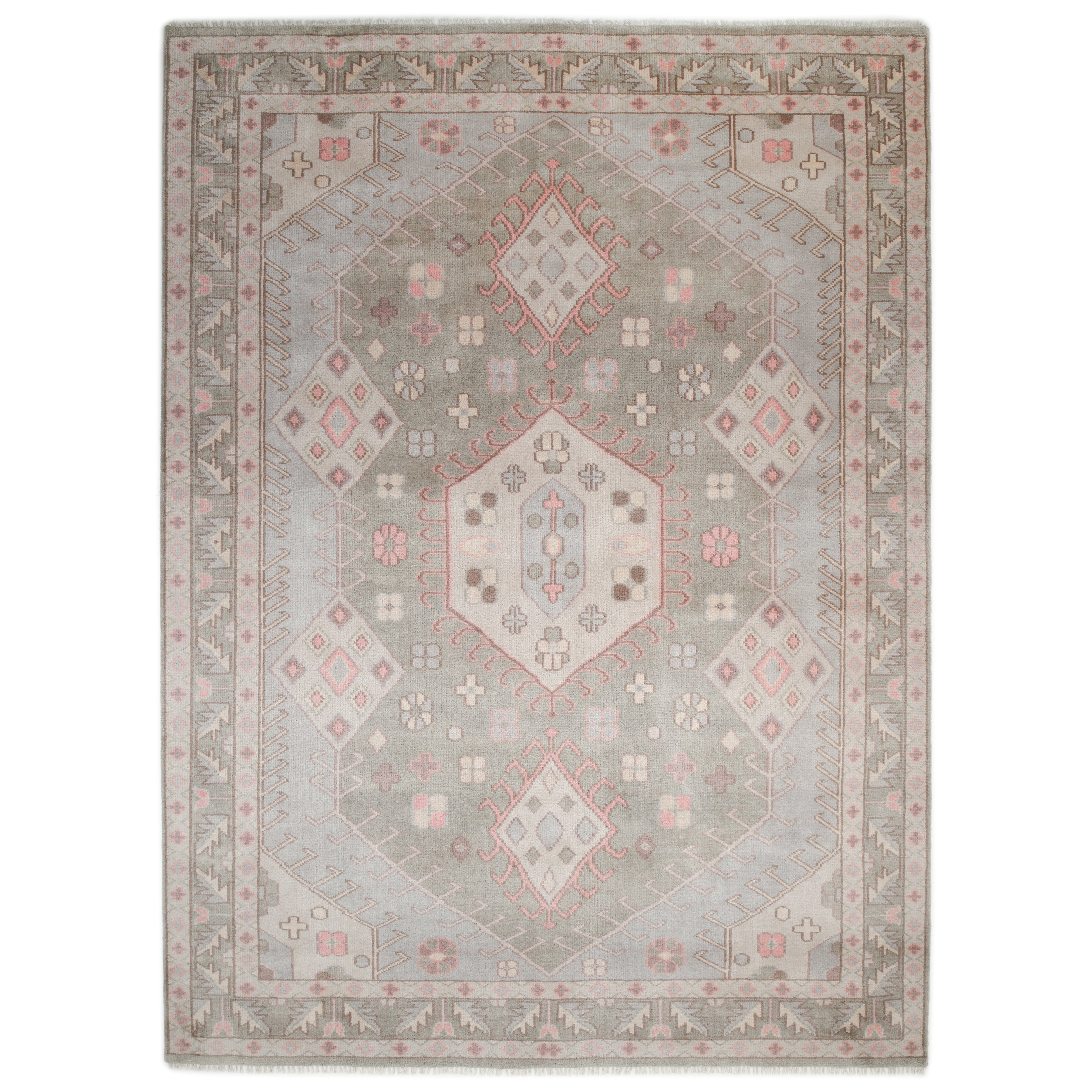 Utica Handmade Contemporary Geometric Light Gray Area Rug