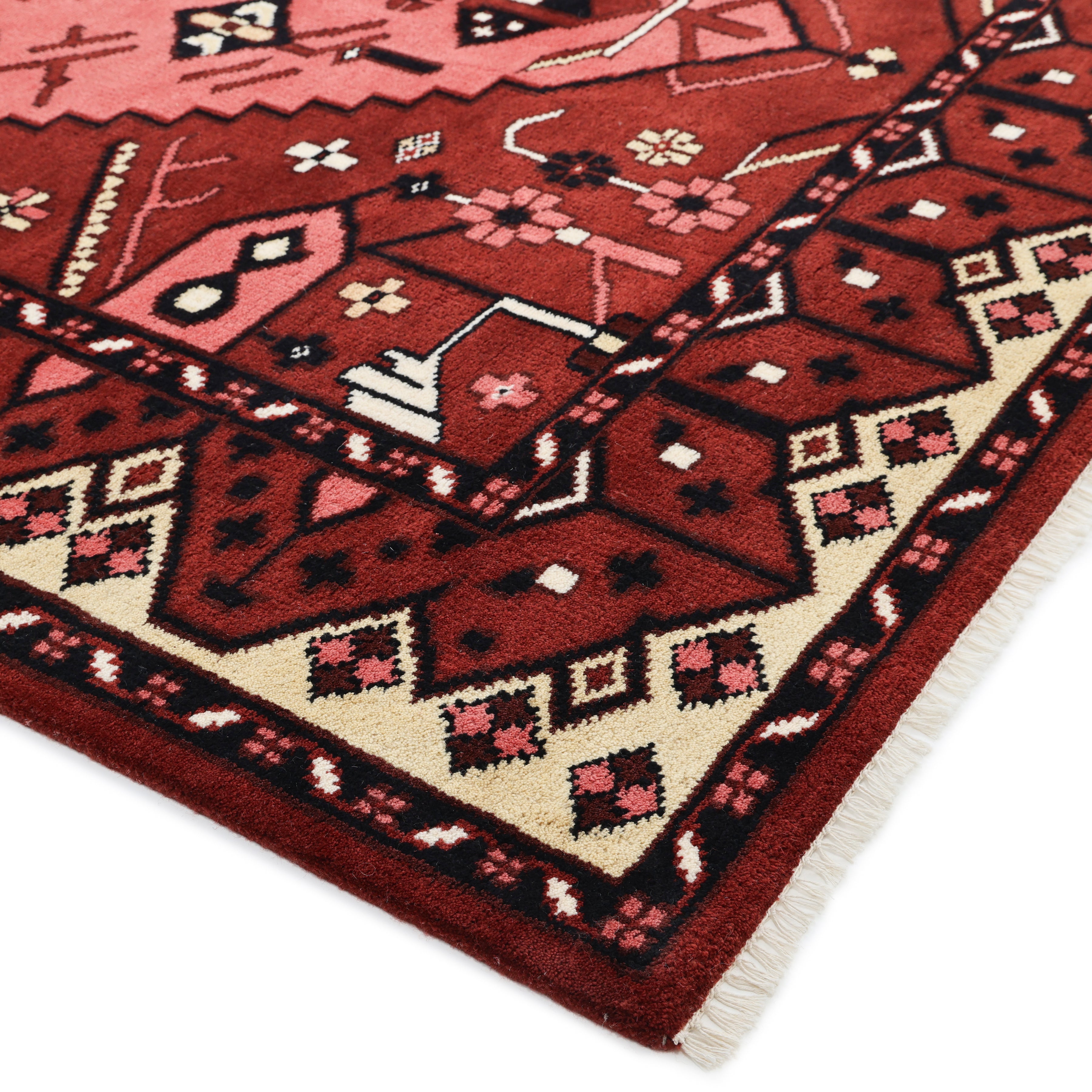 Sahara Handmade Bohemian Southwestern Red Area Rug