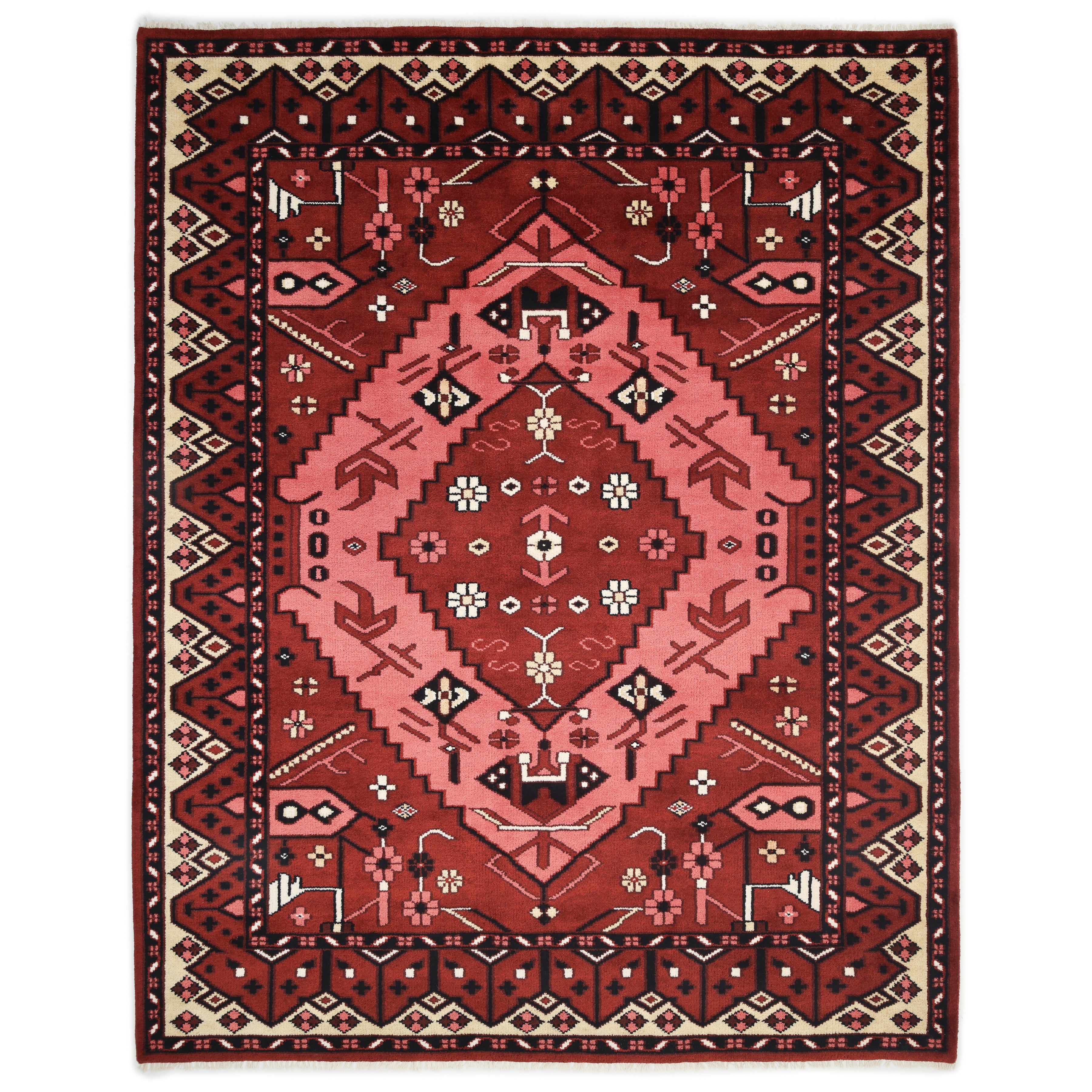 Sahara Handmade Bohemian Southwestern Red Area Rug