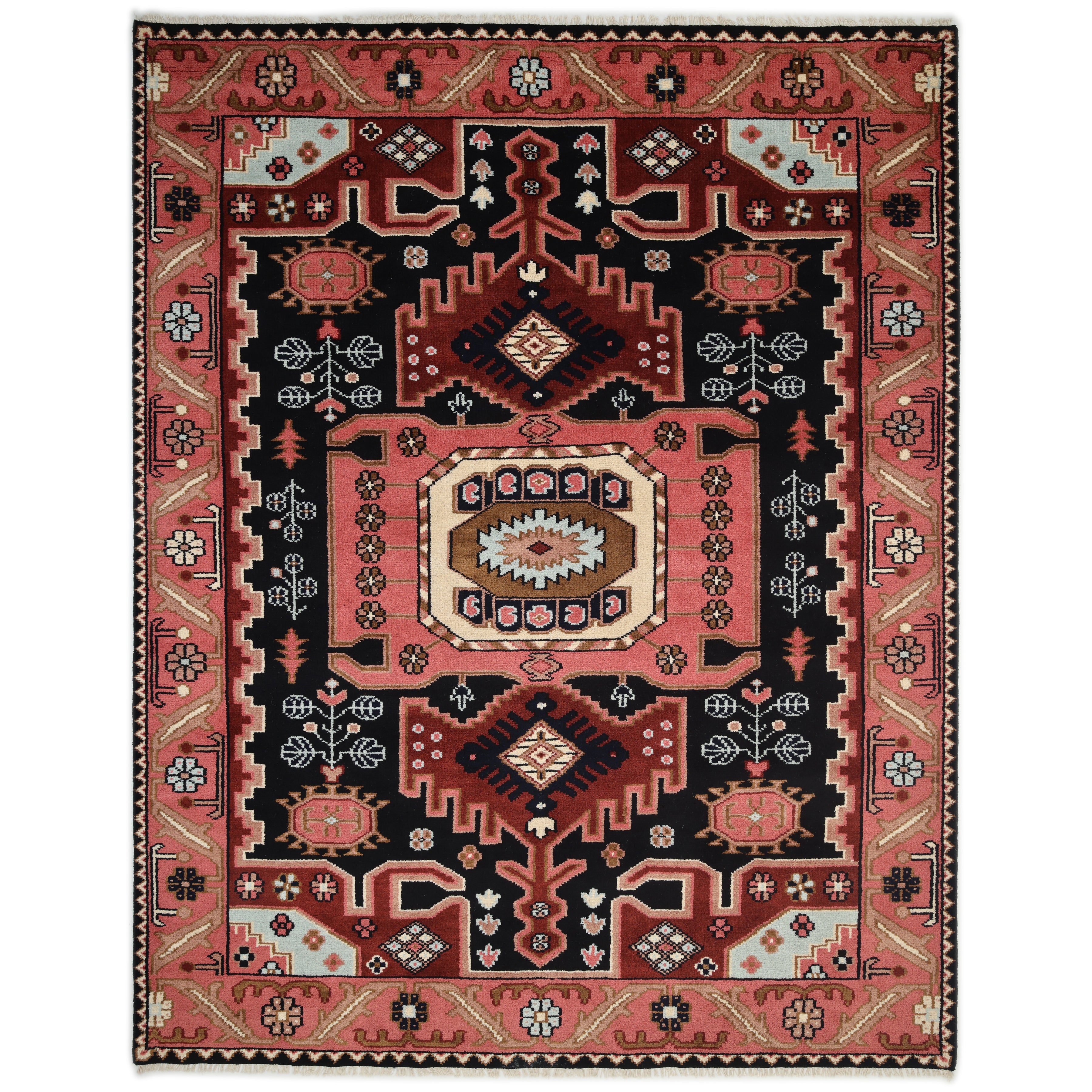 Mojave Handmade Bohemian Southwestern Black Area Rug