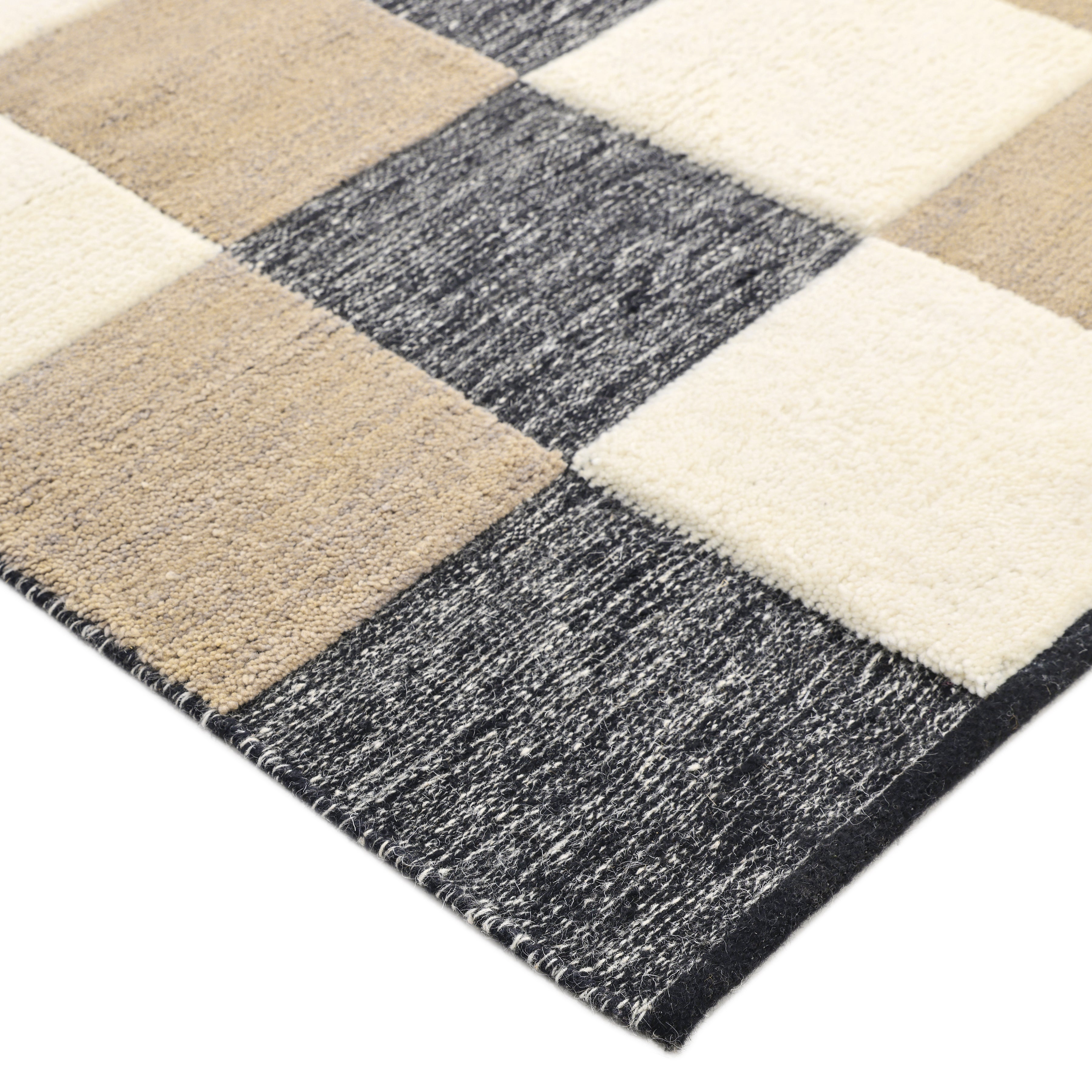 Livingston Handmade Contemporary Checkered Brown Area Rug