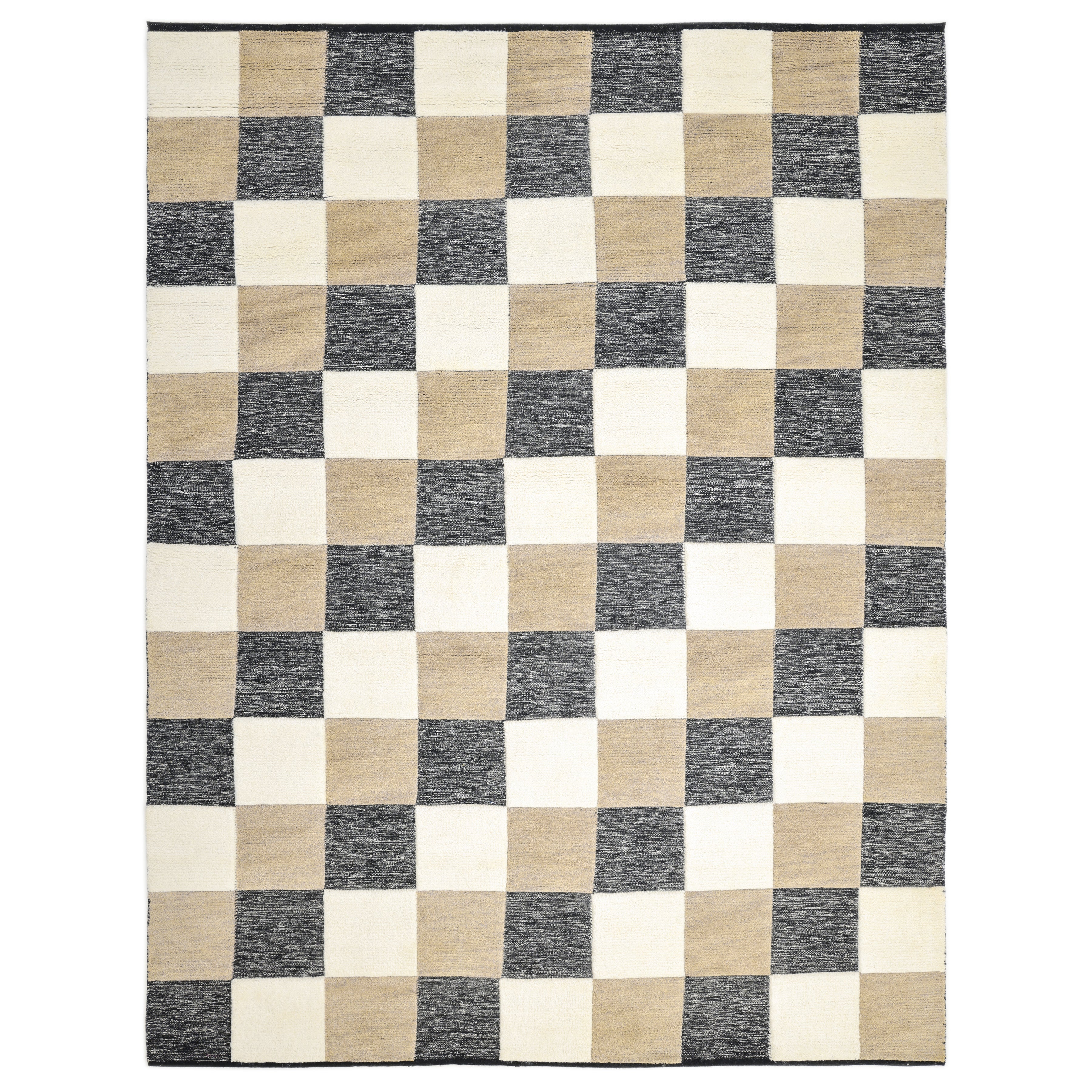 Livingston Handmade Contemporary Checkered Brown Area Rug