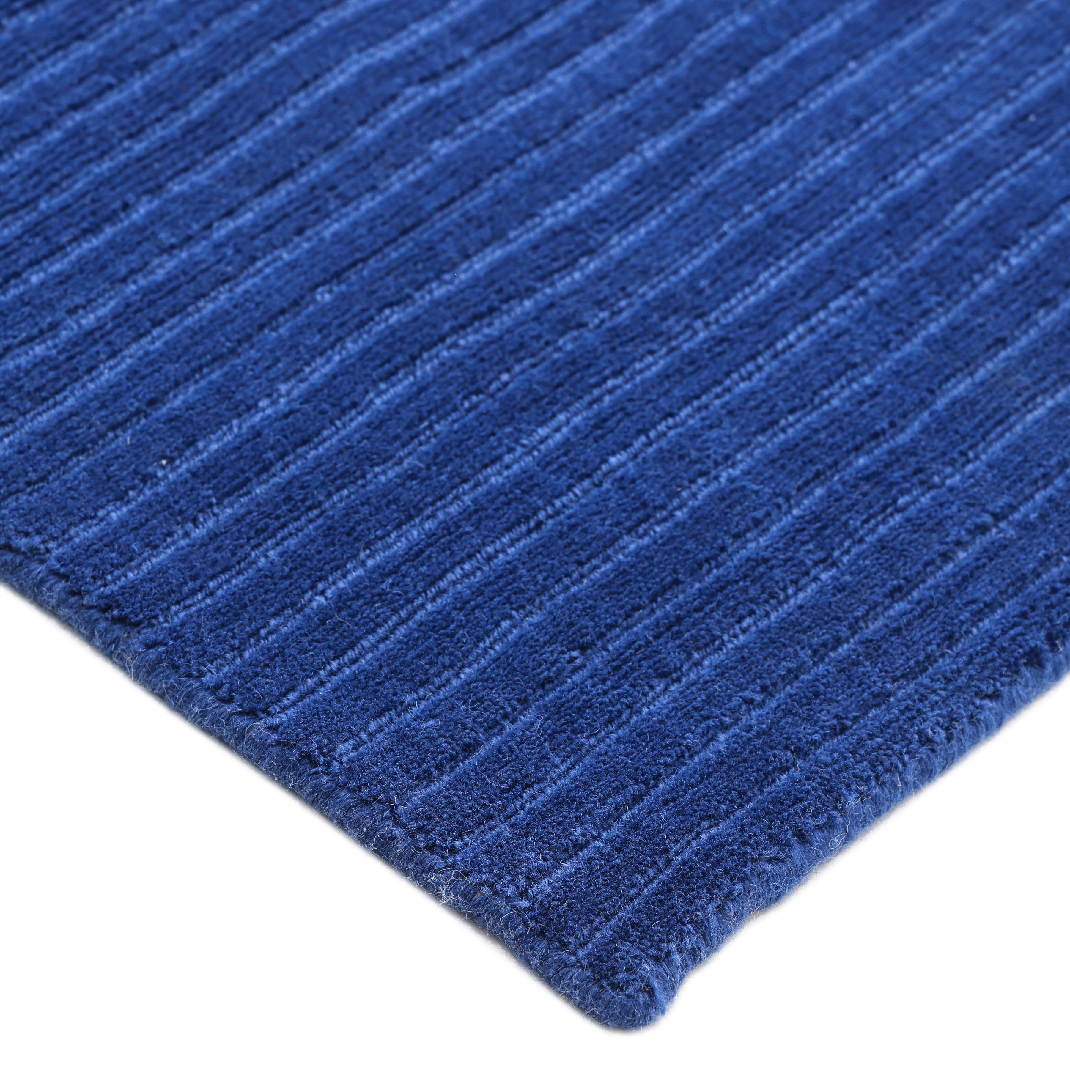 Cairo Handmade Contemporary Solid Blue Area Rug