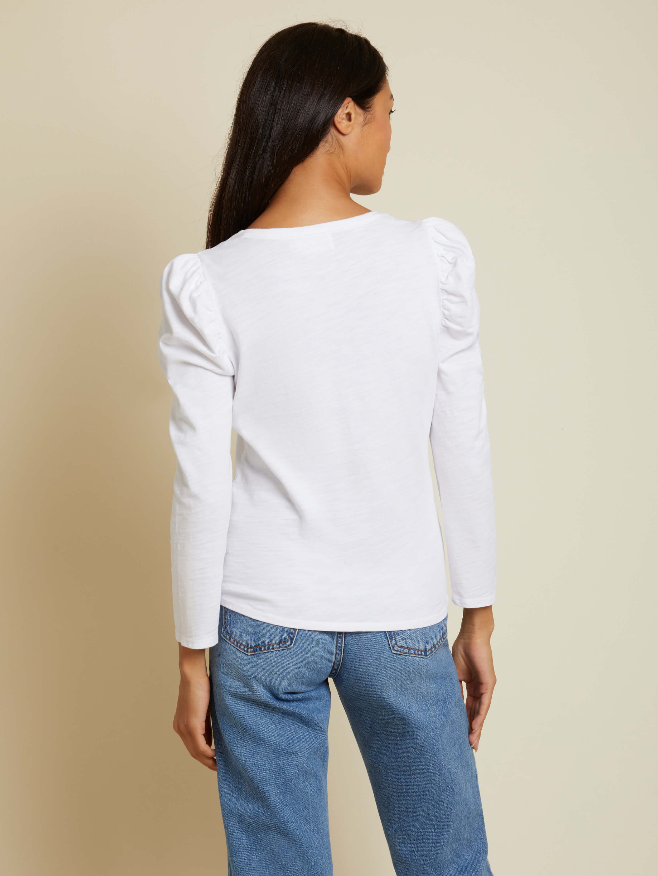 NATION LTD Saige V Neck Puff Sleeve Top