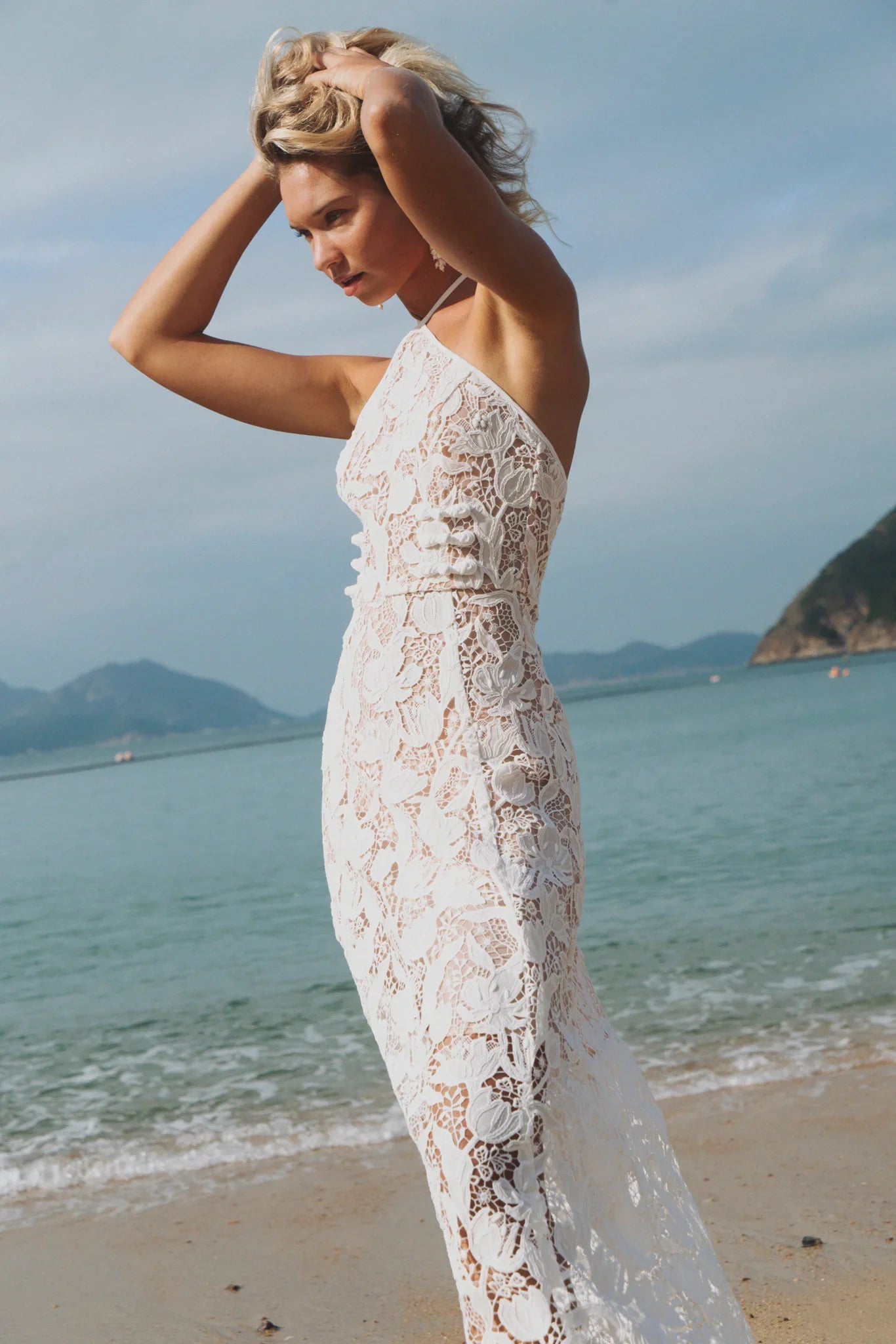 Rava Lace Midi Dress - White