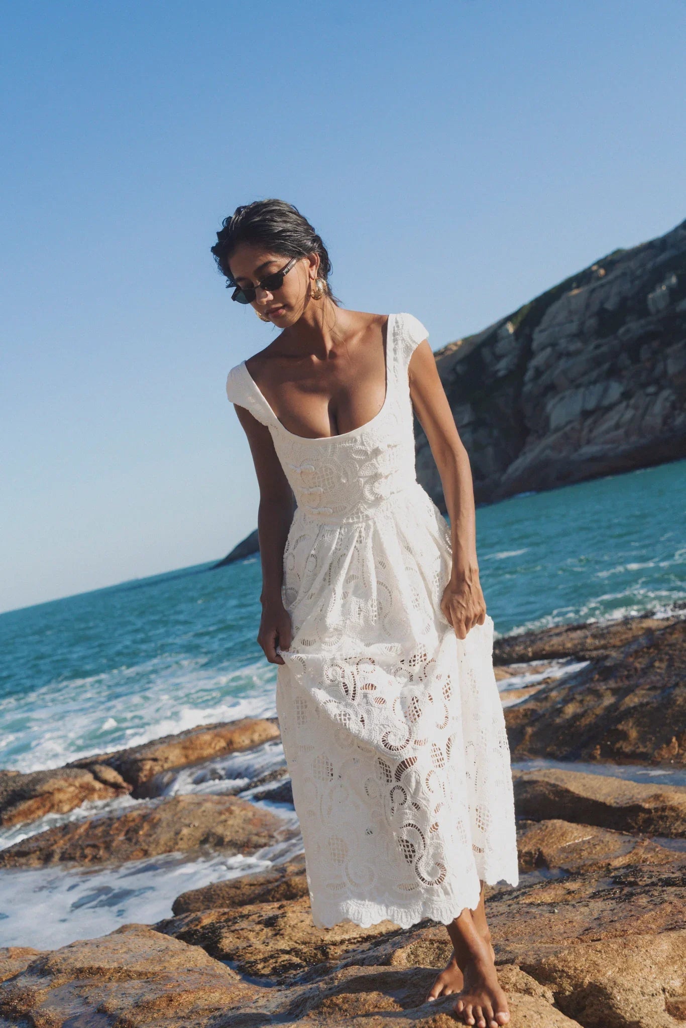 Holland Embroidered Lace Dress - White