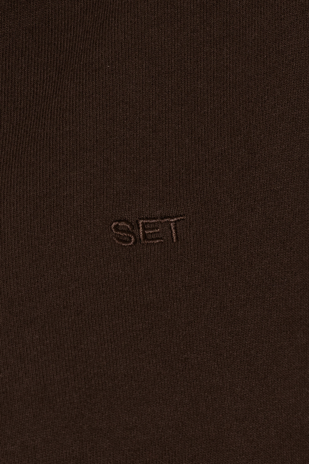 SET, EMBROIDERED HEAVYWEIGHT SWEATS CREWNECK IN ESPRESSO