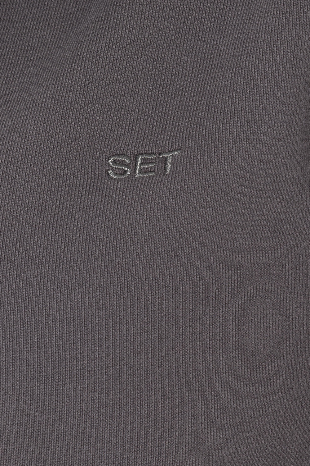 SET, EMBROIDERED HEAVYWEIGHT SWEATS CREWNECK IN GRAPHITE