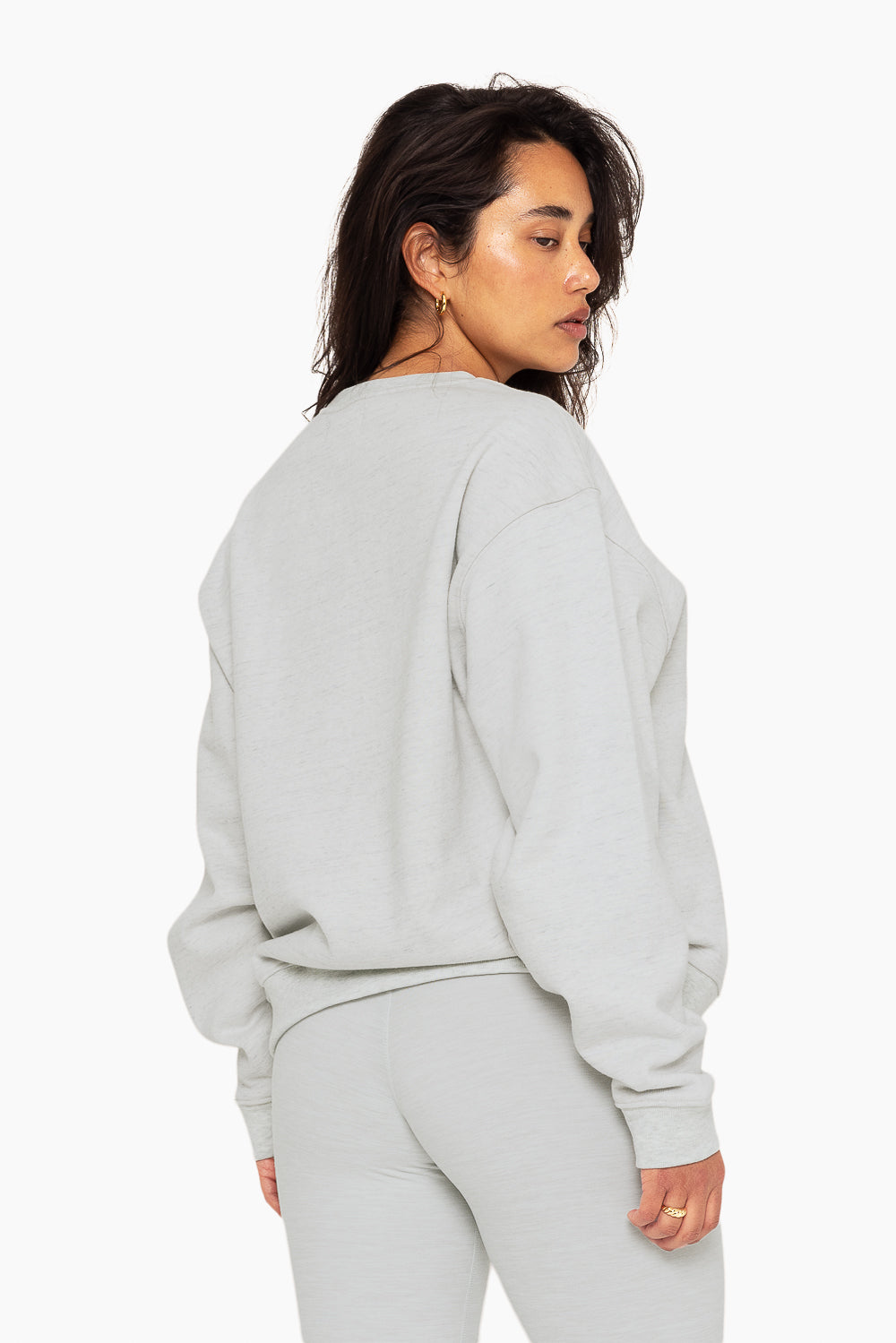 SET, EMBROIDERED HEAVYWEIGHT SWEATS CREWNECK IN HEATHER GREY