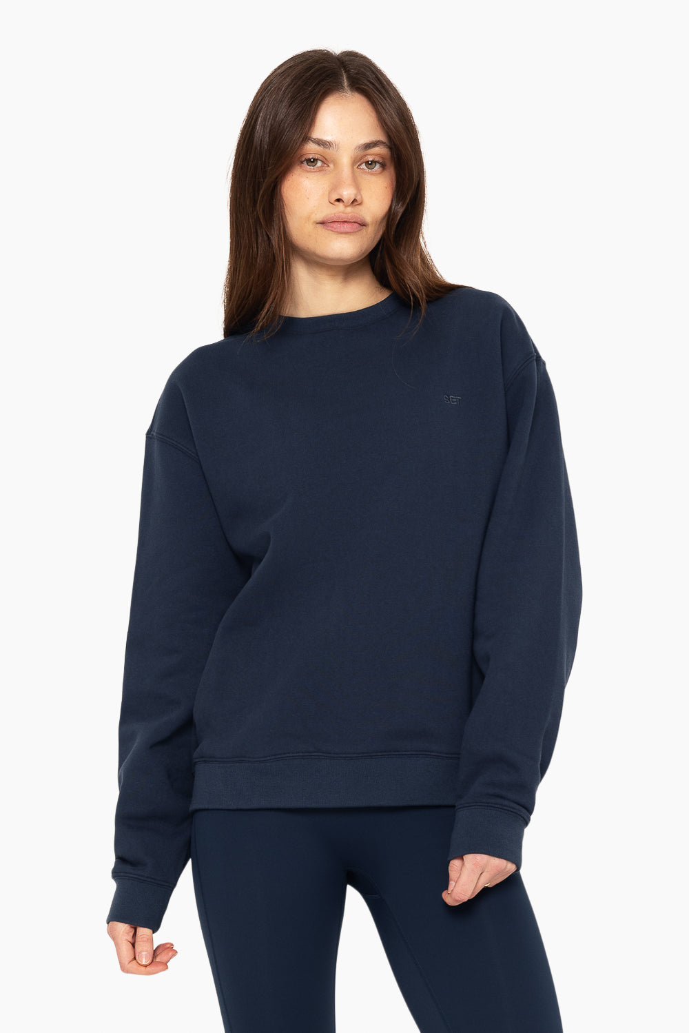 SET, EMBROIDERED HEAVYWEIGHT SWEATS CREWNECK IN OXFORD