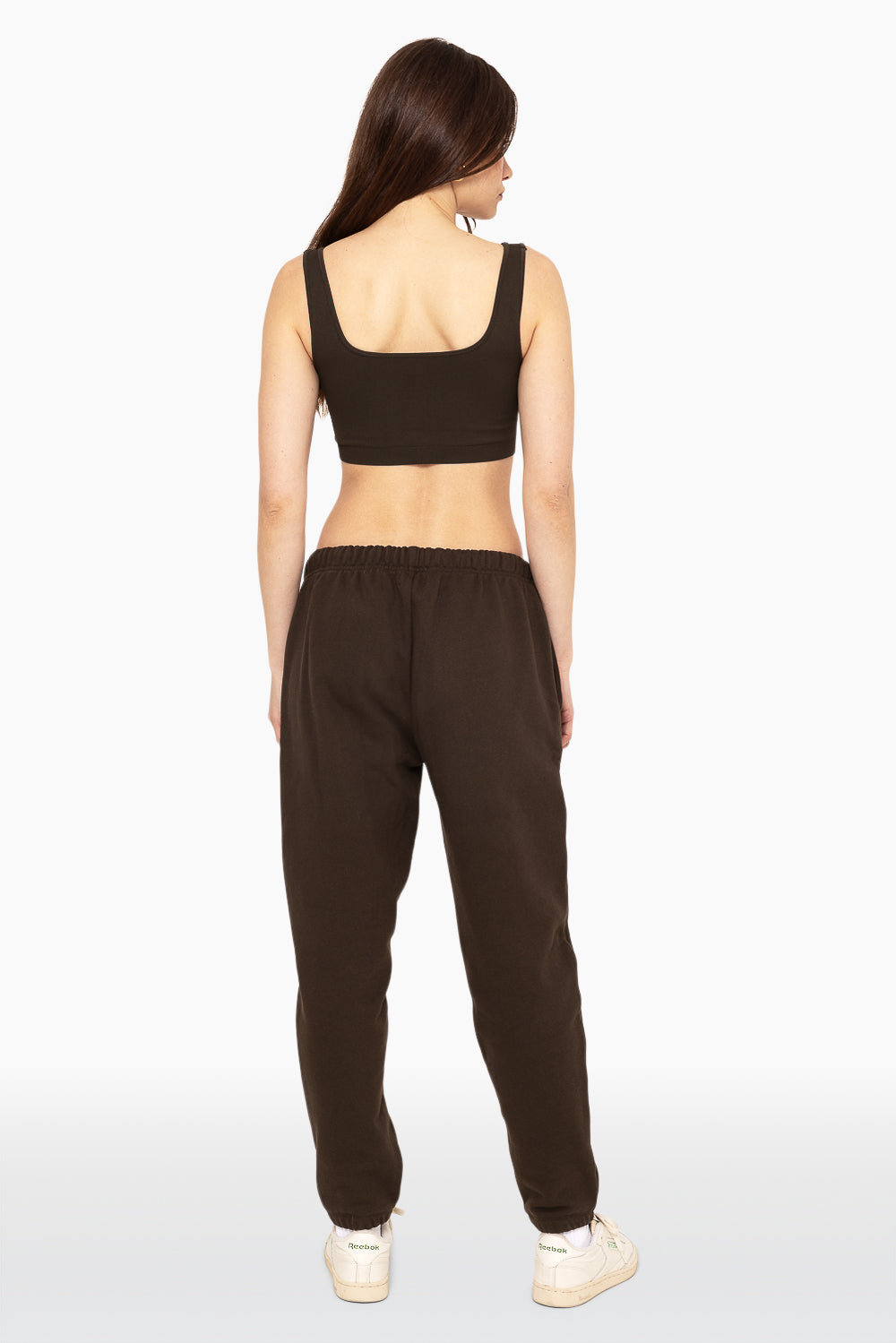 SET, EMBROIDERED HEAVYWEIGHT SWEATS DRAWSTRING SWEATPANTS IN ESPRESSO