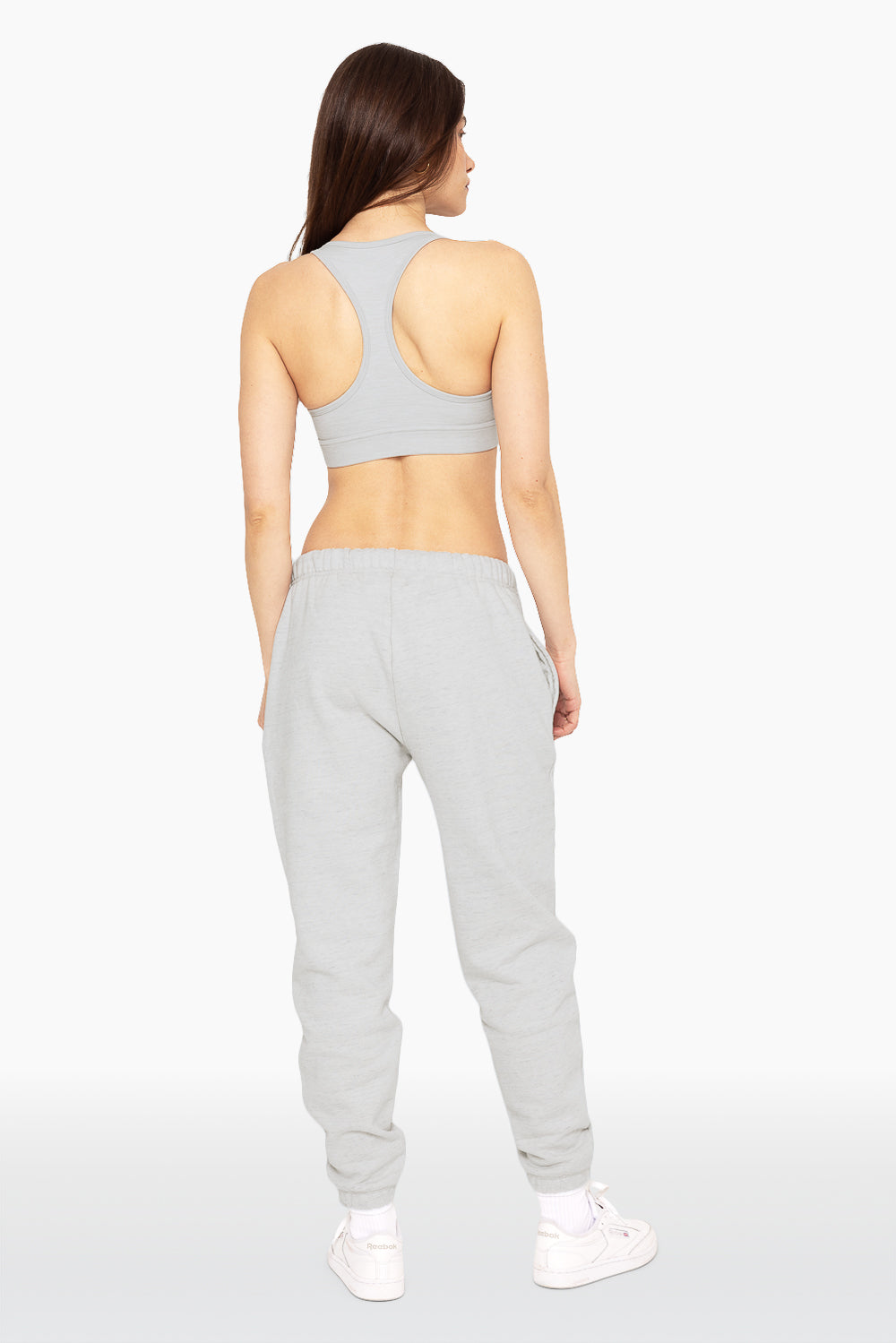 SET, EMBROIDERED HEAVYWEIGHT SWEATS DRAWSTRING SWEATPANTS IN HEATHER GREY