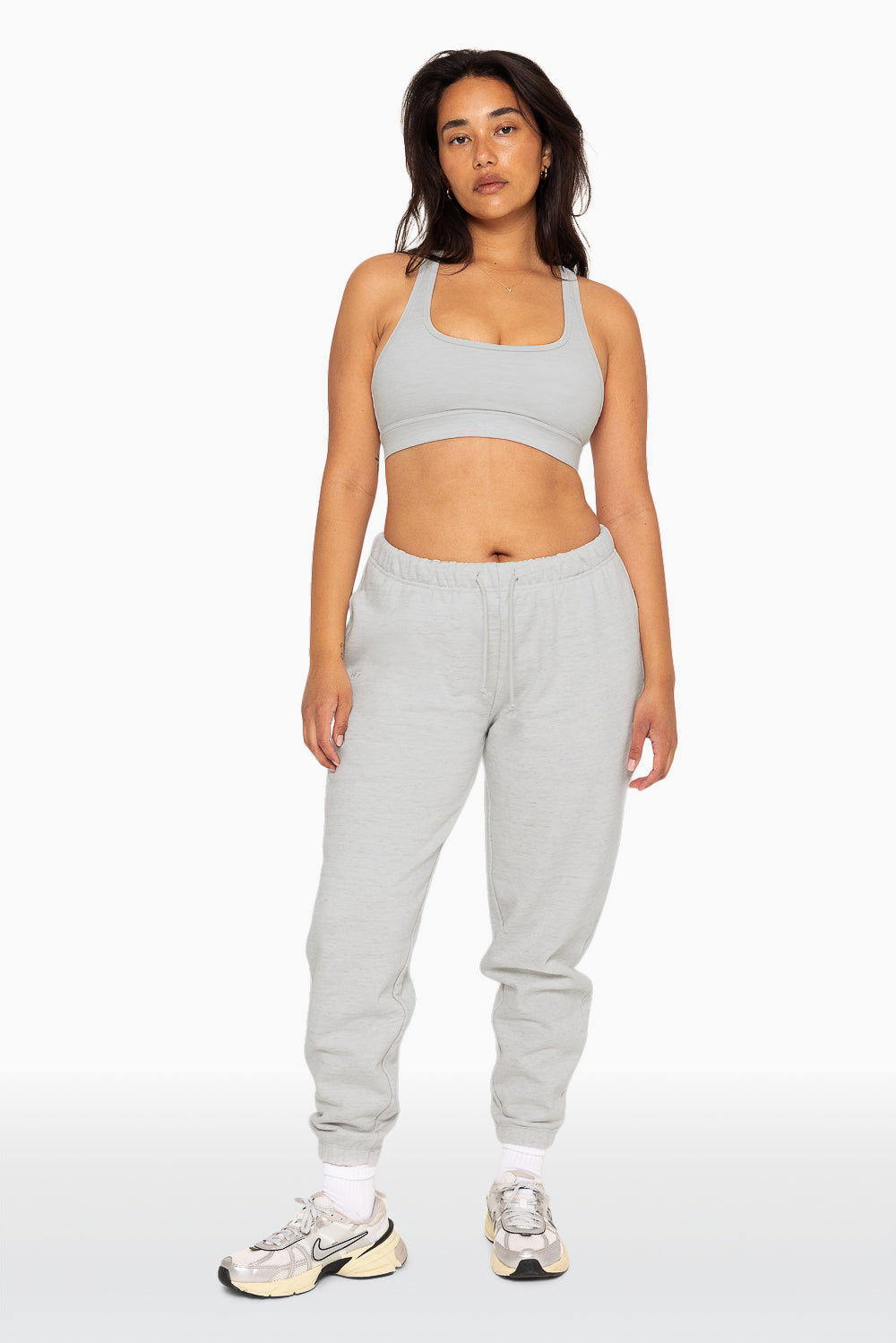 SET, EMBROIDERED HEAVYWEIGHT SWEATS DRAWSTRING SWEATPANTS IN HEATHER GREY