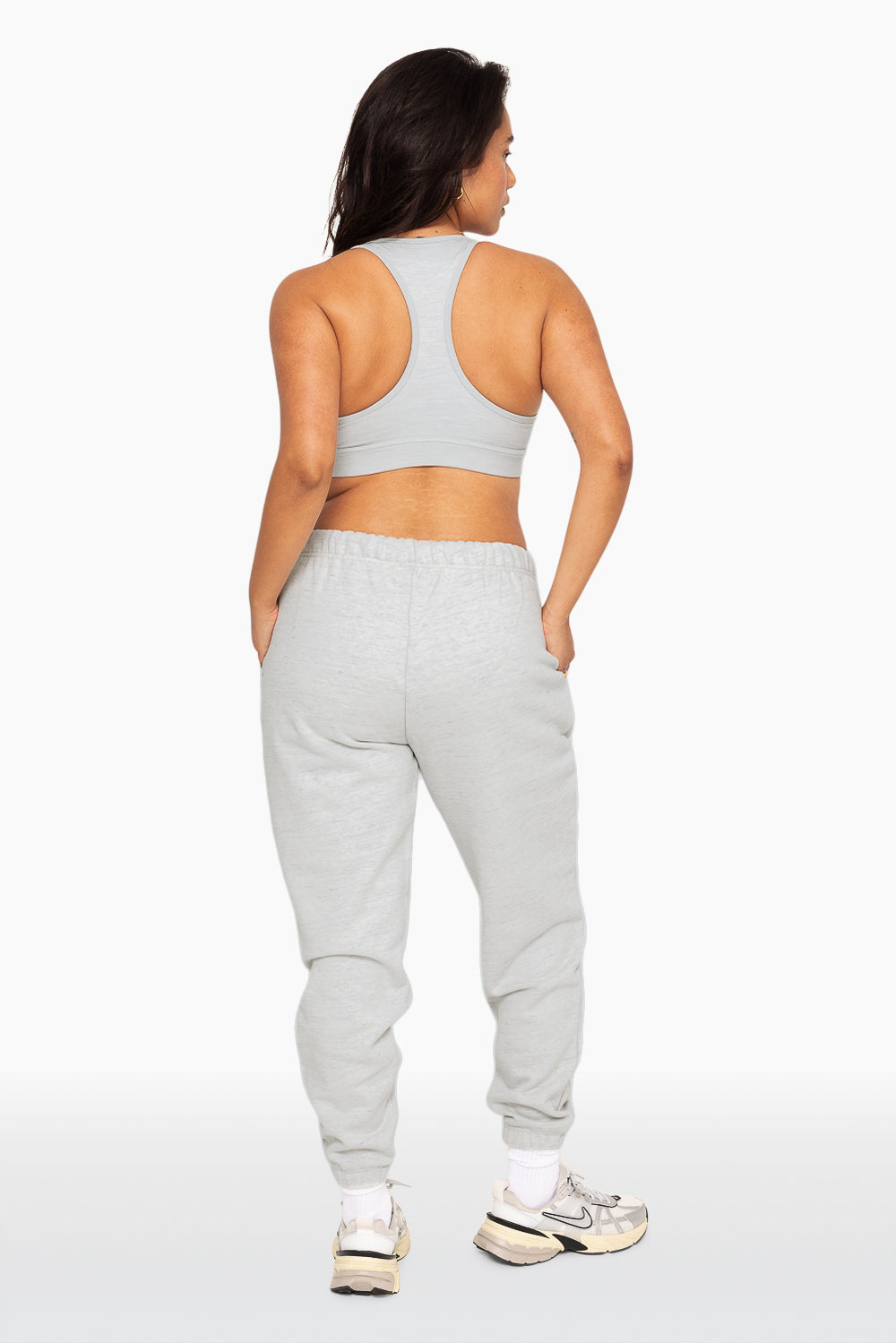 SET, EMBROIDERED HEAVYWEIGHT SWEATS DRAWSTRING SWEATPANTS IN HEATHER GREY