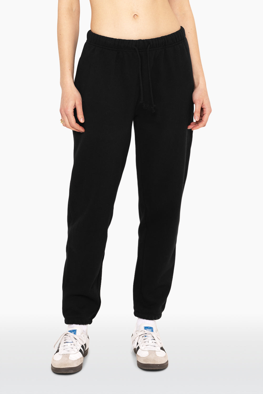 SET, EMBROIDERED HEAVYWEIGHT SWEATS DRAWSTRING SWEATPANTS IN ONYX