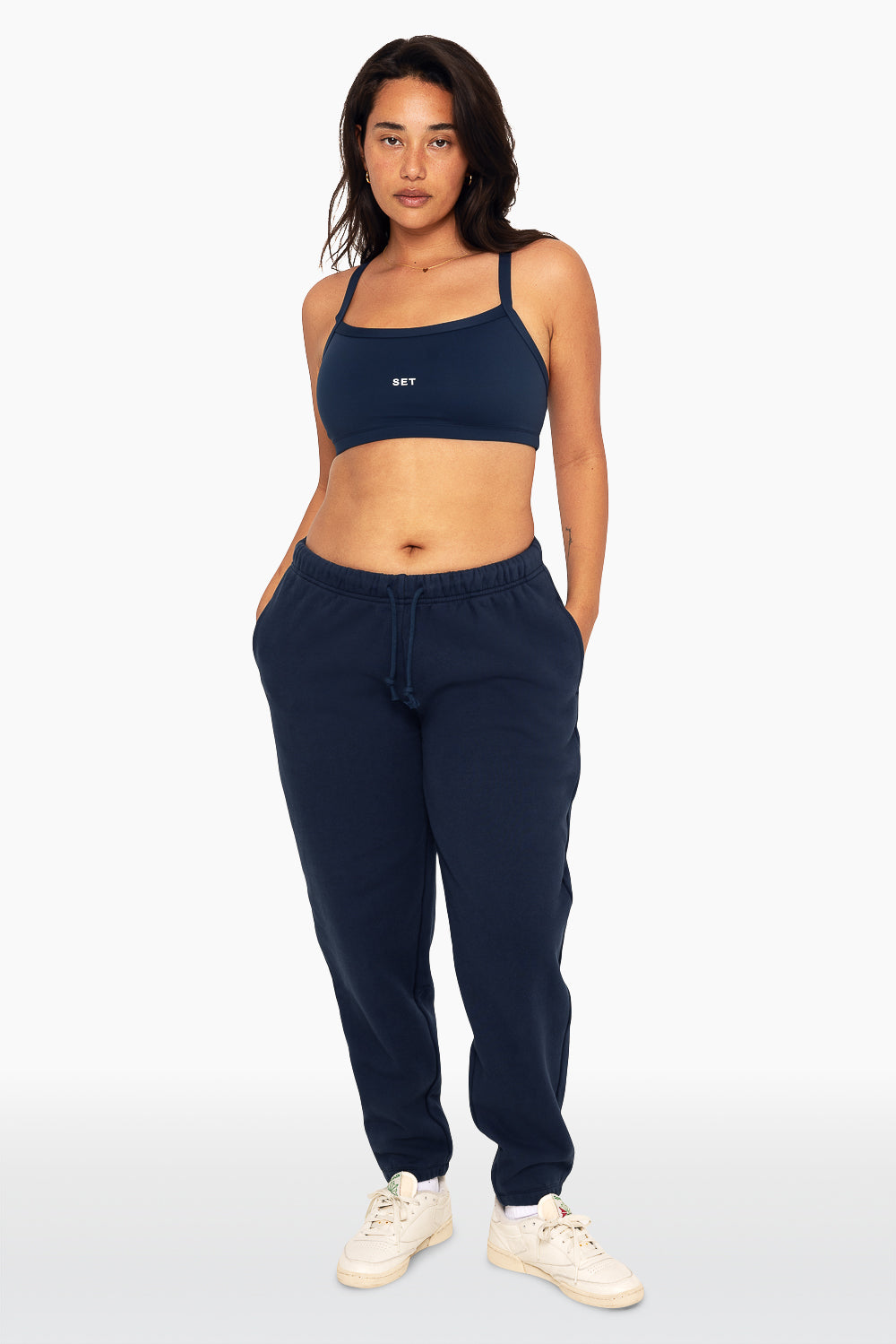 SET, EMBROIDERED HEAVYWEIGHT SWEATS DRAWSTRING SWEATPANTS IN OXFORD