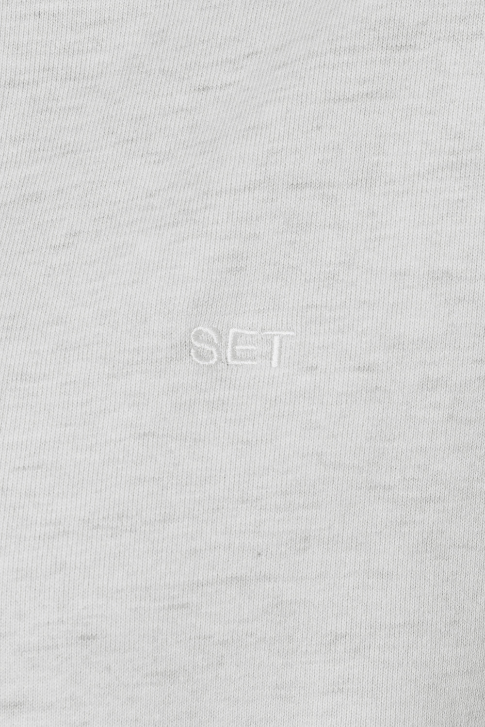 SET, EMBROIDERED HEAVYWEIGHT SWEATS HALF ZIP IN HEATHER GREY