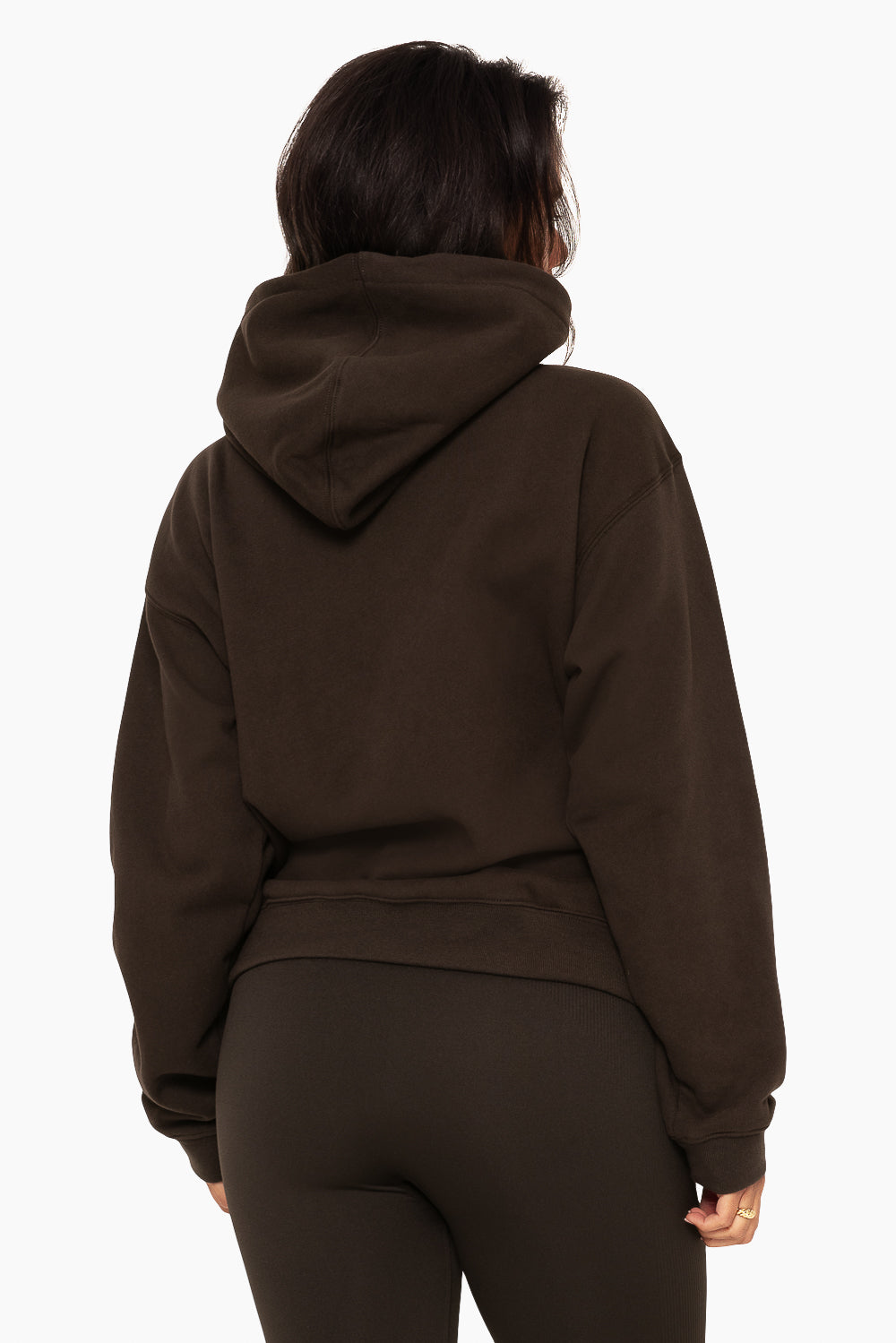 SET, EMBROIDERED HEAVYWEIGHT SWEATS HOODIE IN ESPRESSO