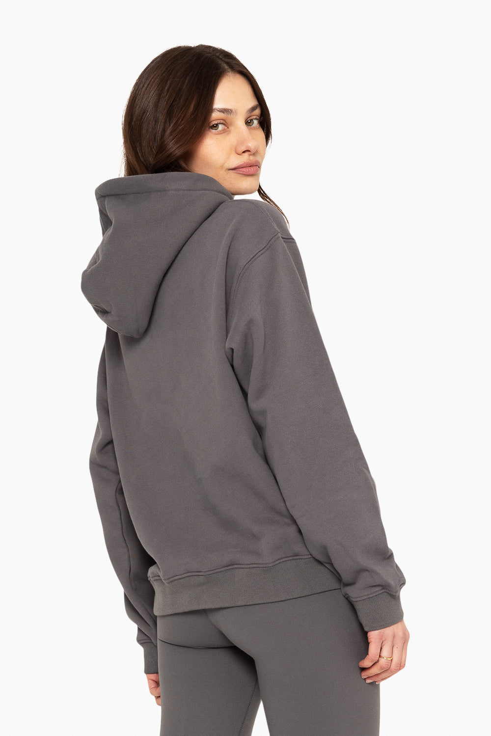 SET, EMBROIDERED HEAVYWEIGHT SWEATS HOODIE IN GRAPHITE