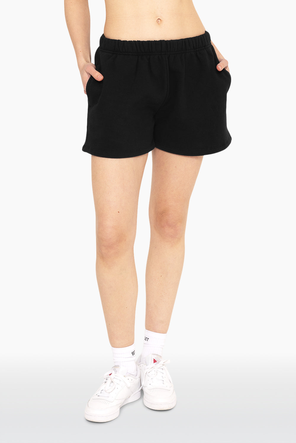 SET, EMBROIDERED HEAVYWEIGHT SWEATS SWEAT SHORTS IN ONYX