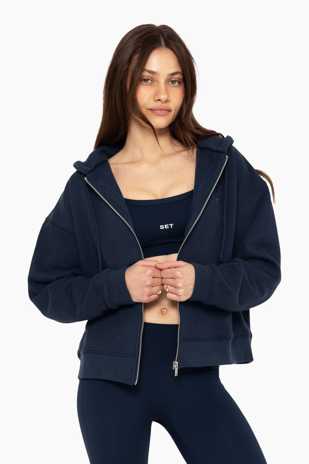 SET, EMBROIDERED HEAVYWEIGHT SWEATS ZIP HOODIE IN OXFORD