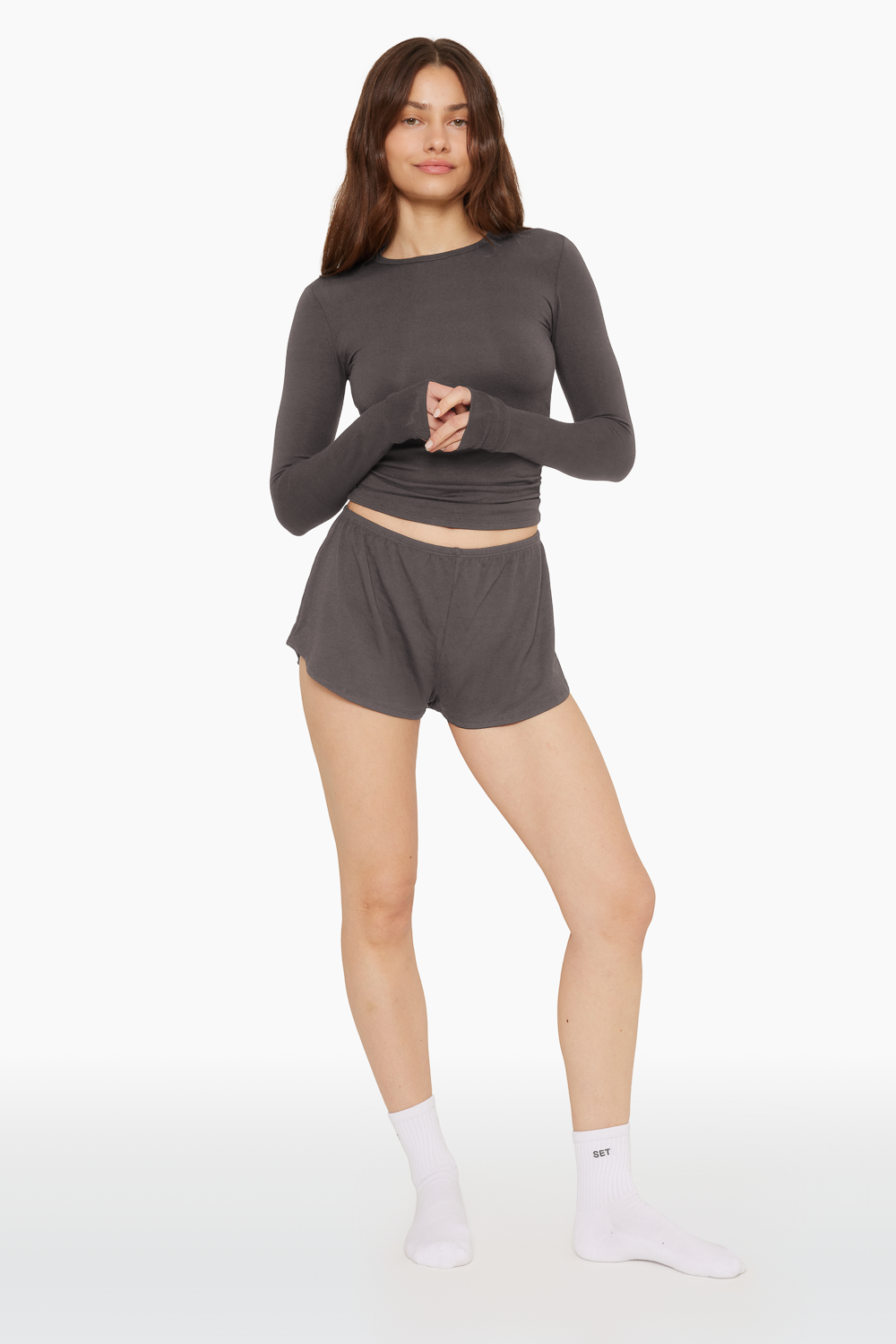 SET, SLEEP JERSEY RELAXED SLEEP SHORTS IN GRAPHITE