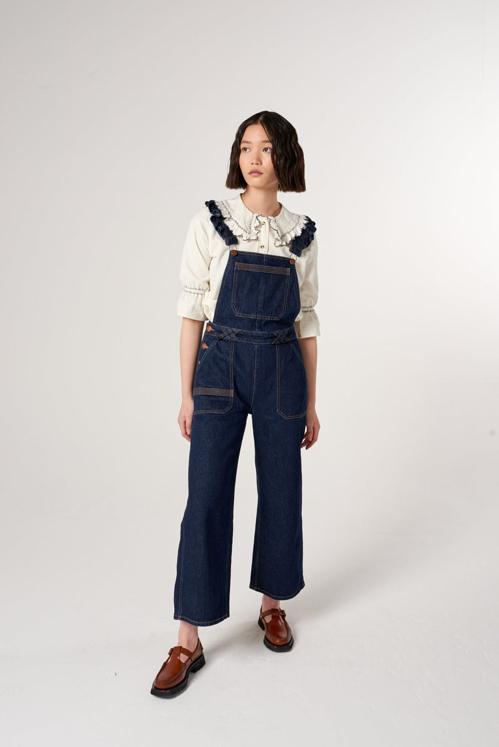 Elodie Frill Overalls in Dark Vintage