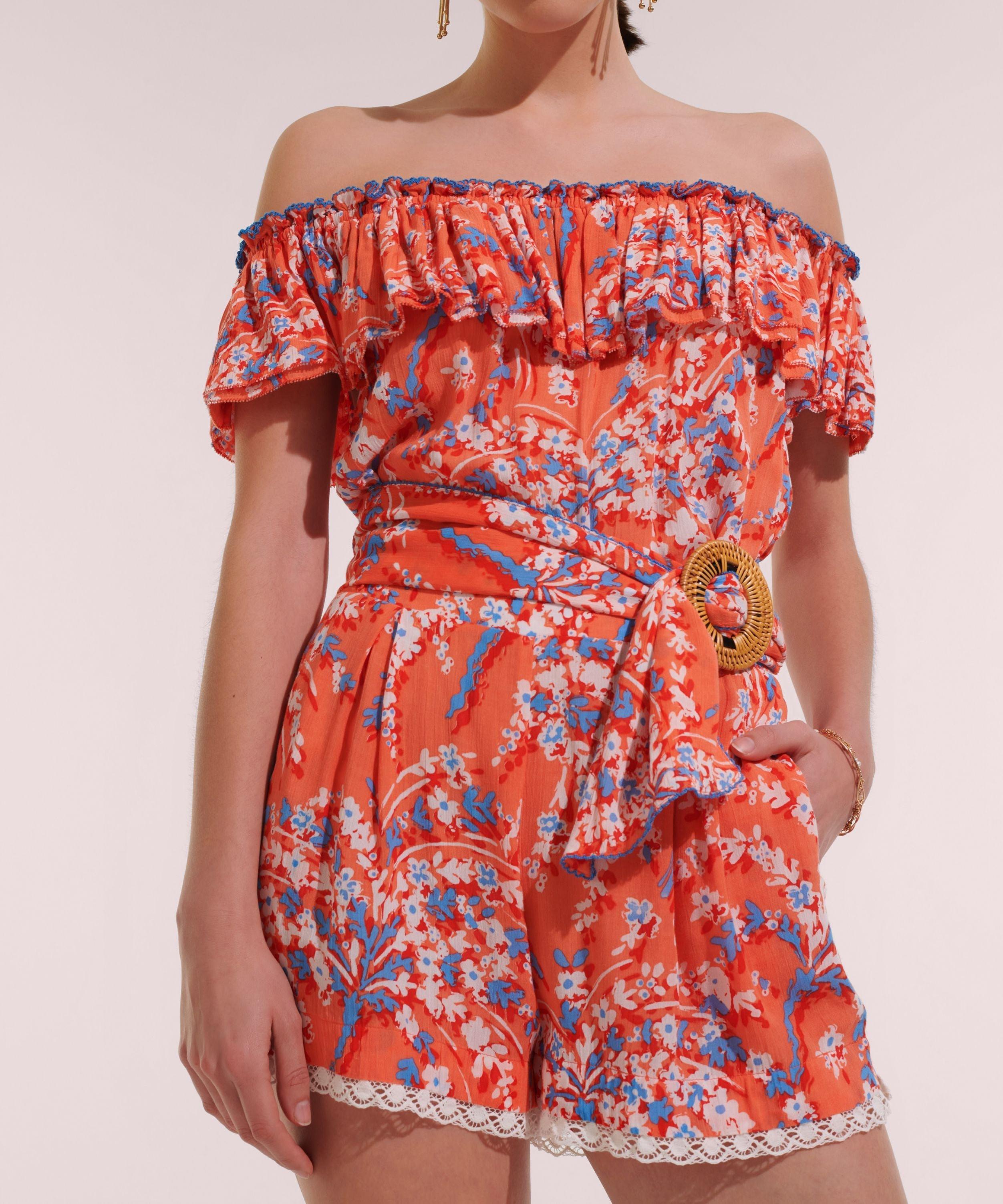 Short Jumpsuit Bella - Orange Palmery