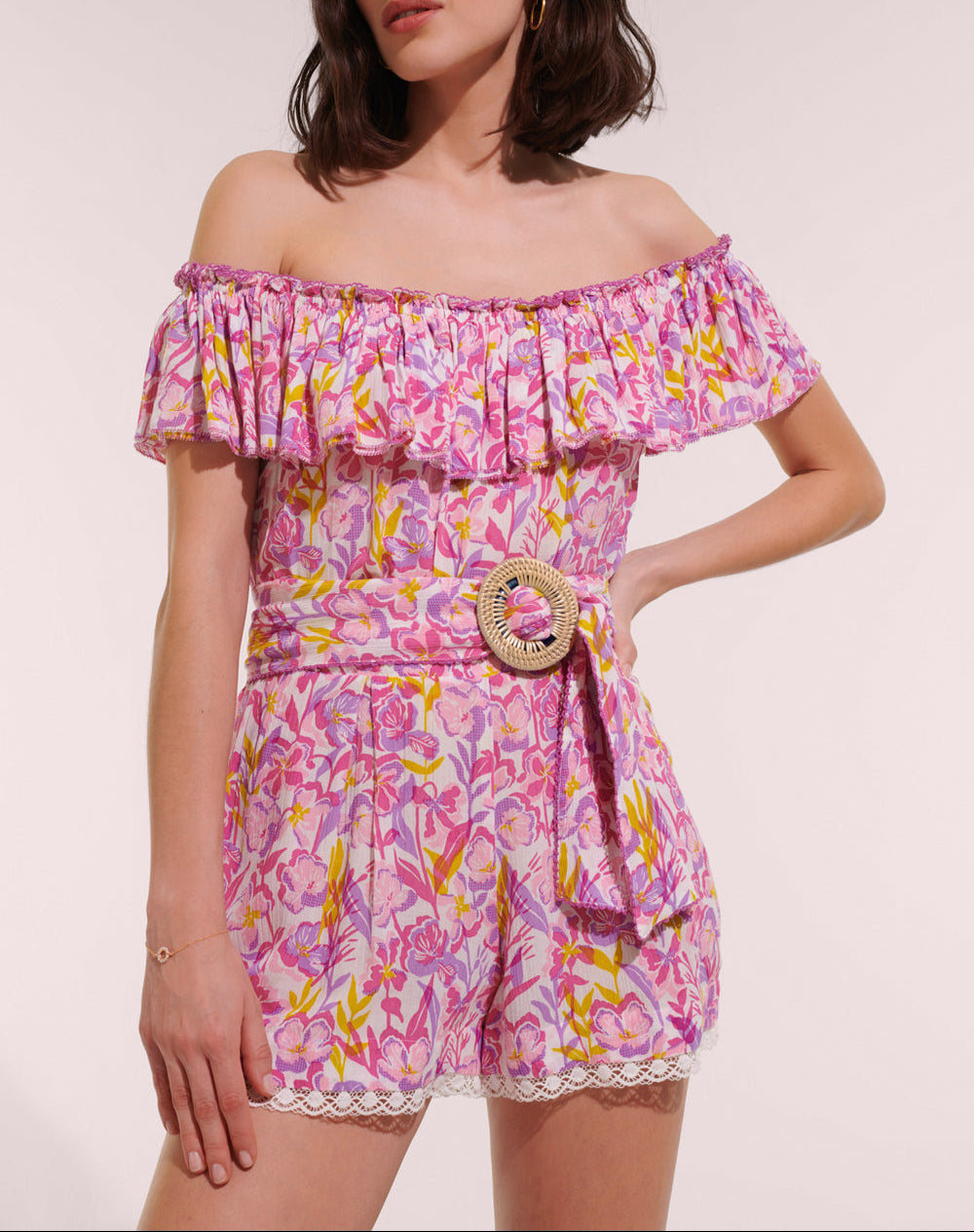 Short Jumpsuit Bella V Ck Pink Shadow Viscose Crinkle