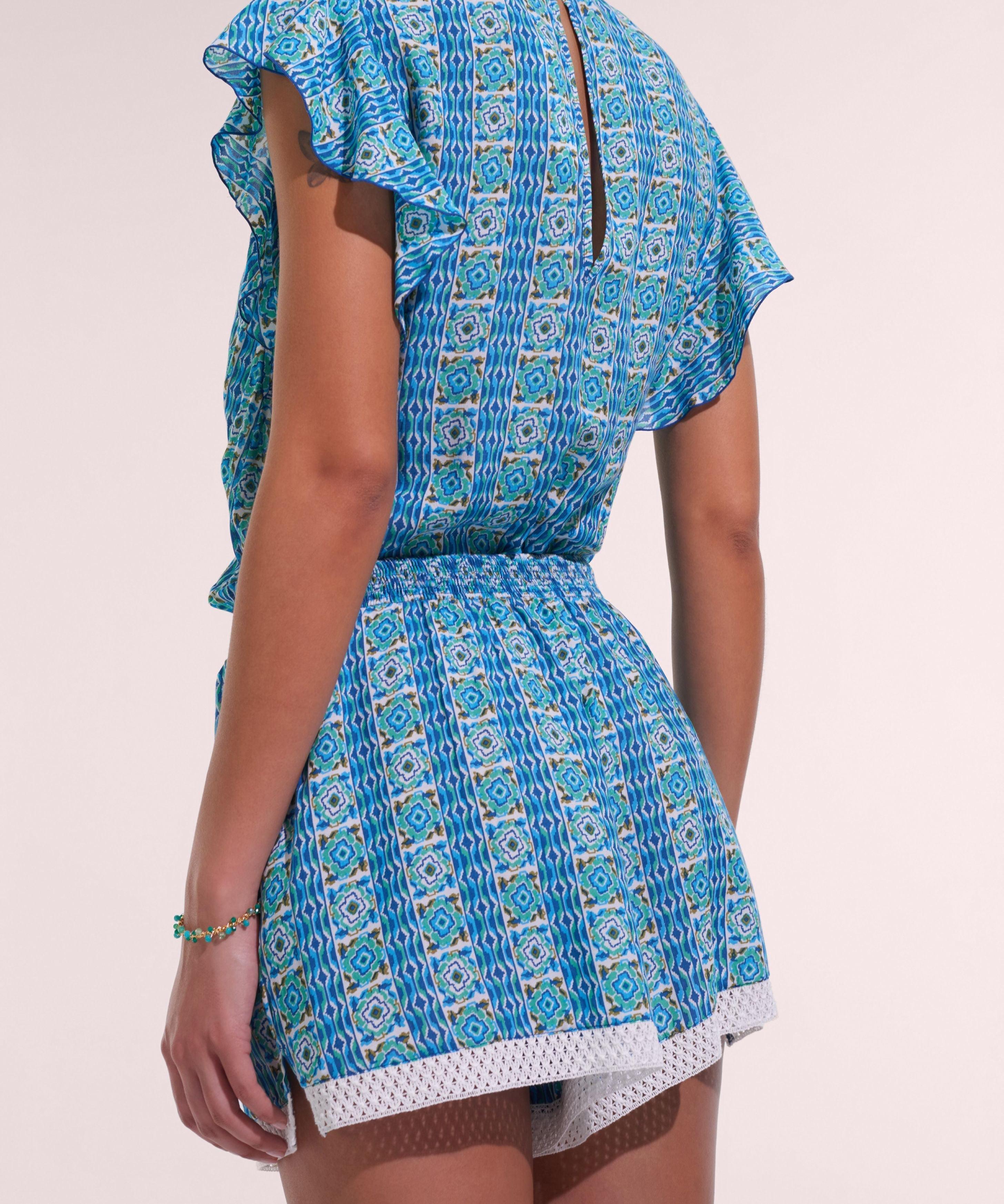 Short Jumpsuit Sasha - Aqua Coleus