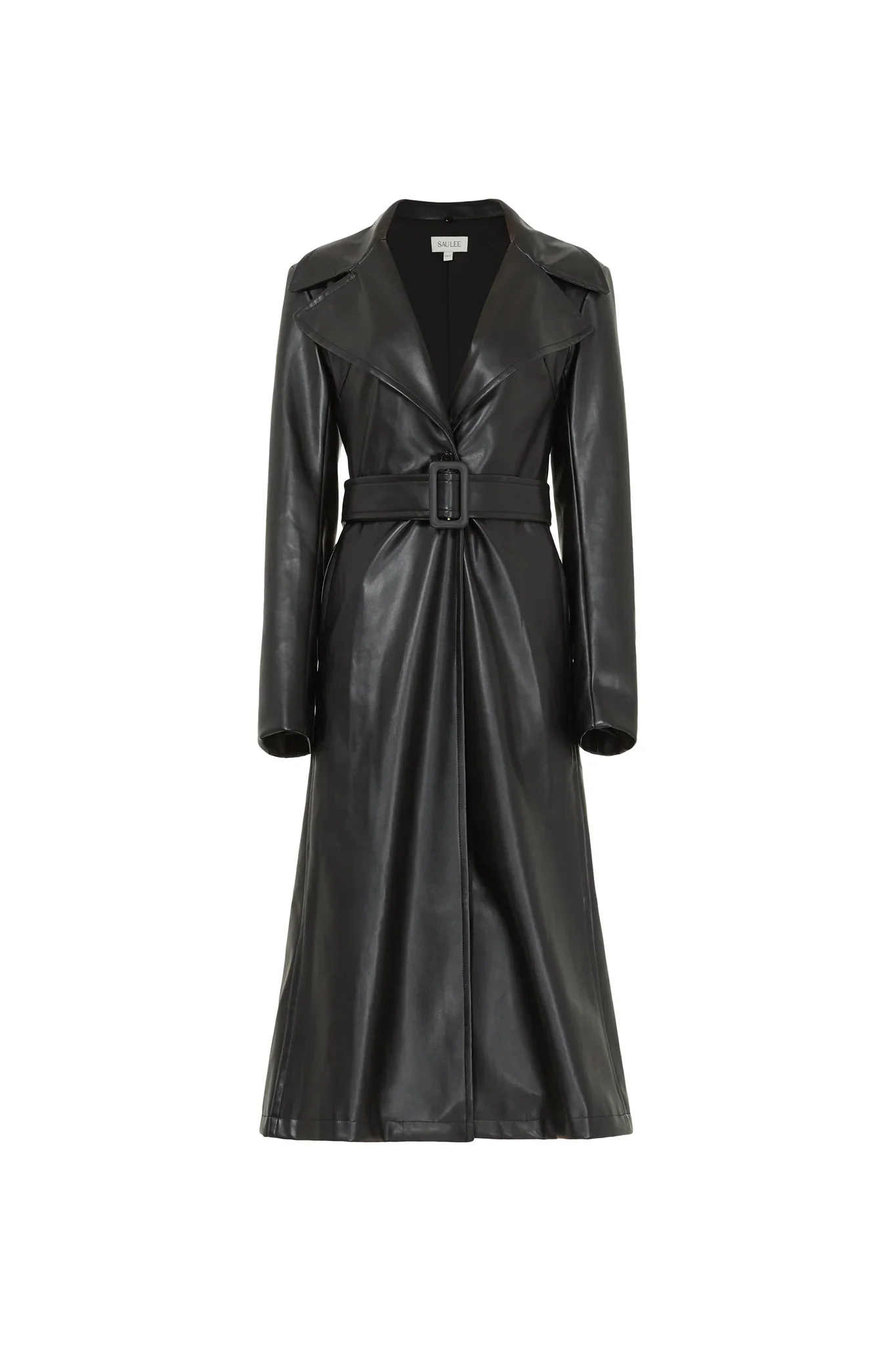 Simone Faux Leather Coat - Black