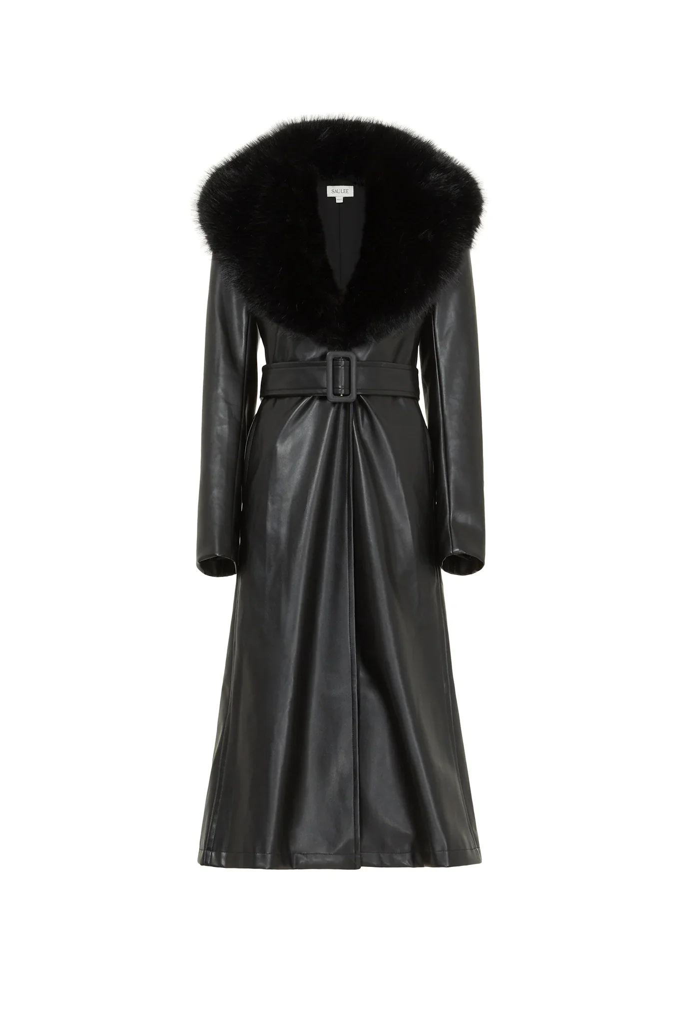 Simone Faux Leather Coat - Black