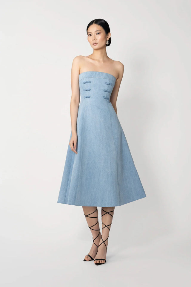 Twyla Denim Midi Dress - Light Denim