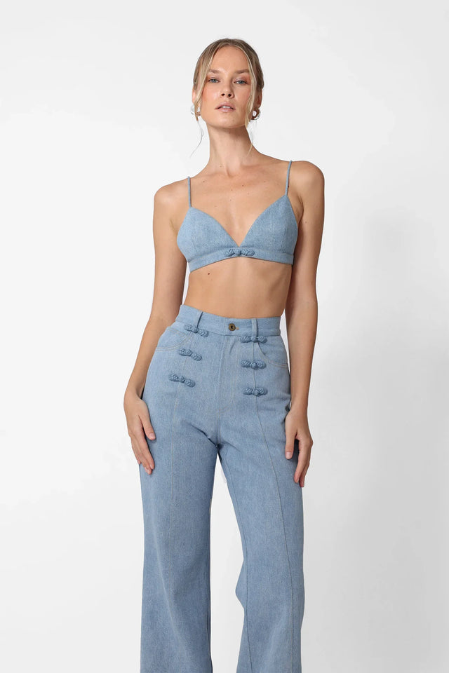 Cleo Denim Bralette - Light Denim