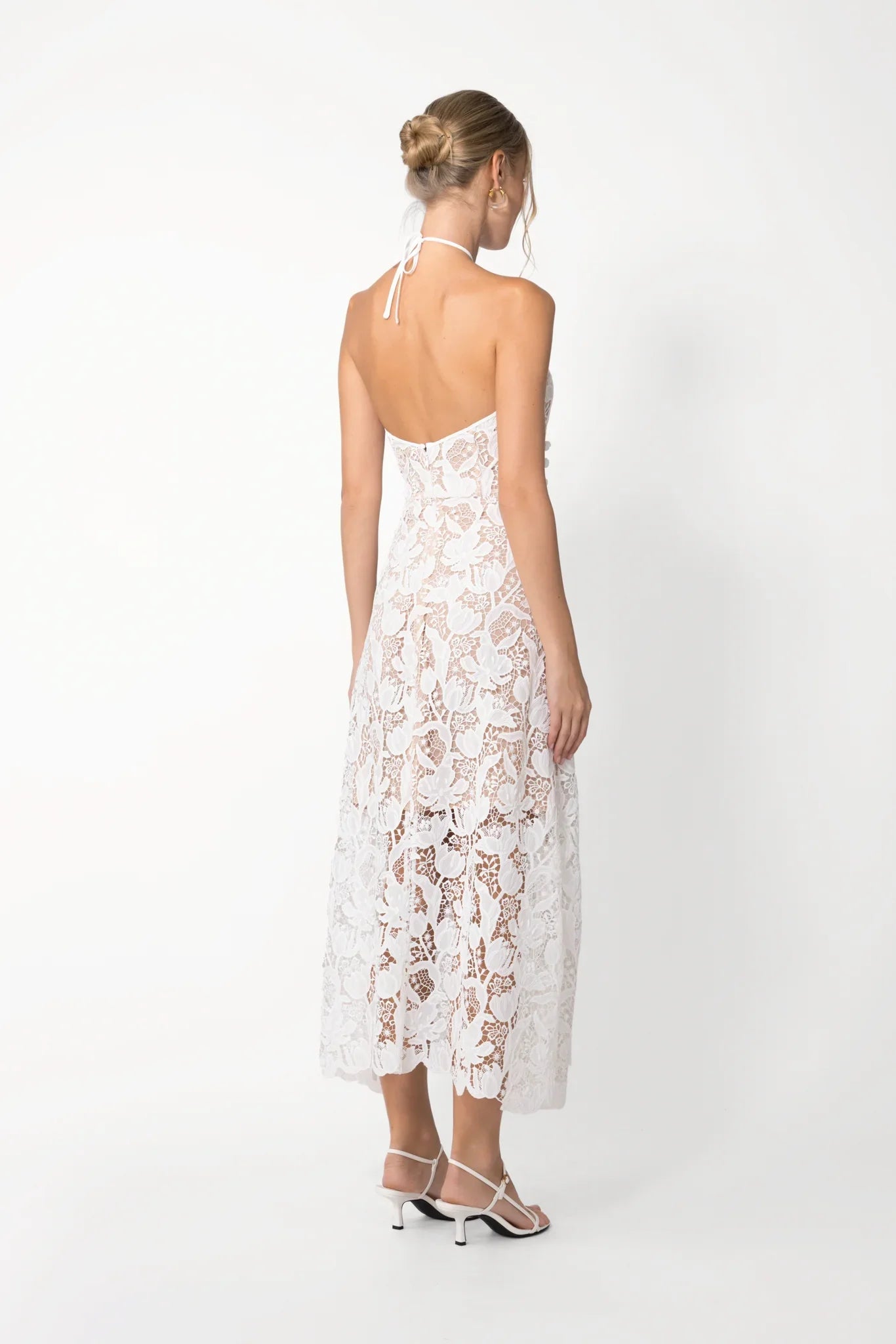 Rava Lace Midi Dress - White