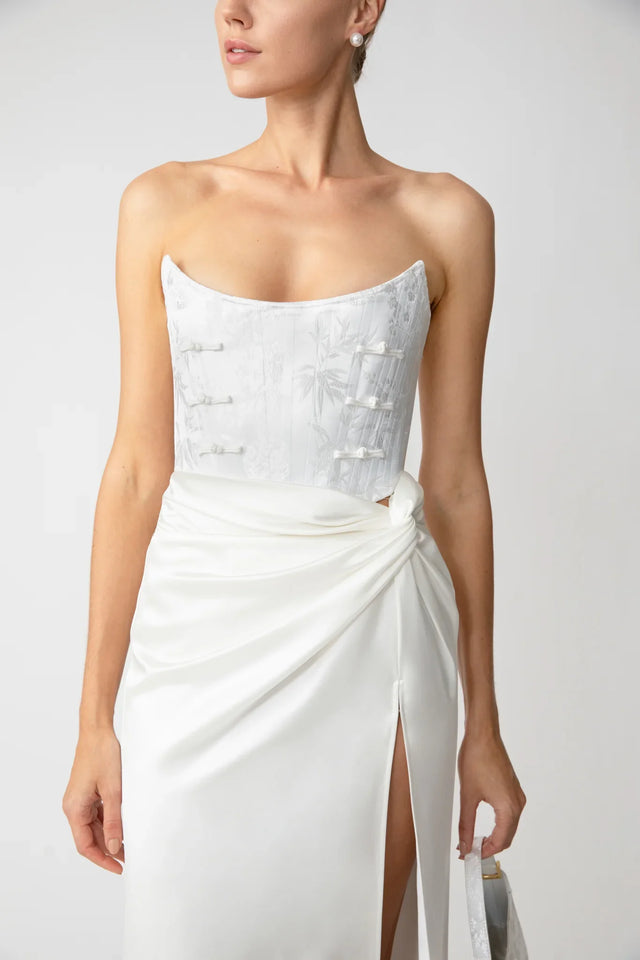 Julia Jacquard Gown - White