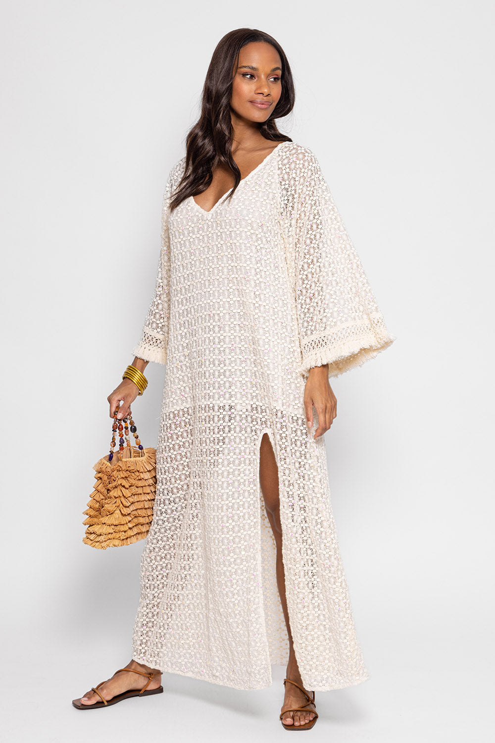 ROSE LONG DRESS CROCHET OFF WHITE