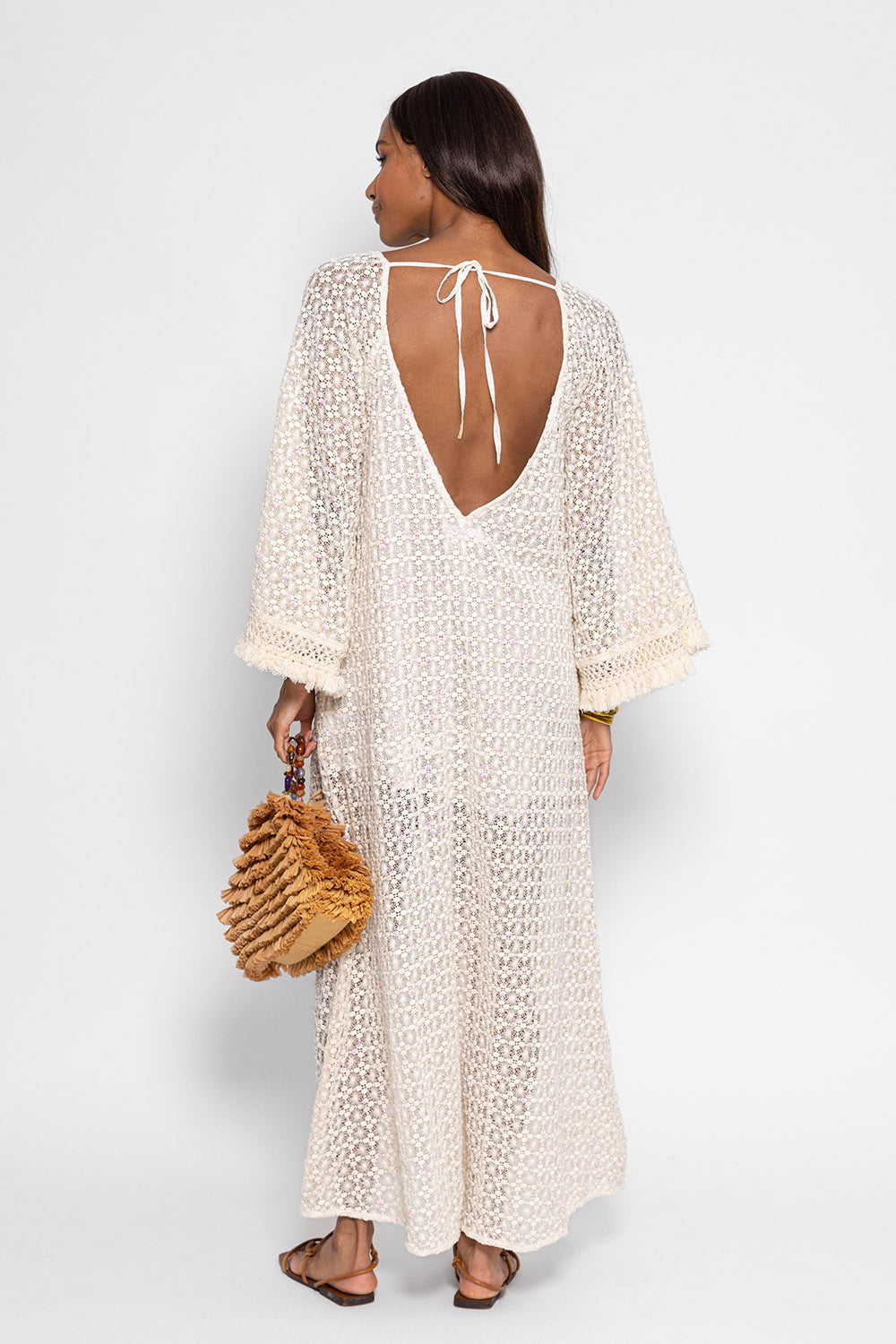 ROSE LONG DRESS CROCHET OFF WHITE